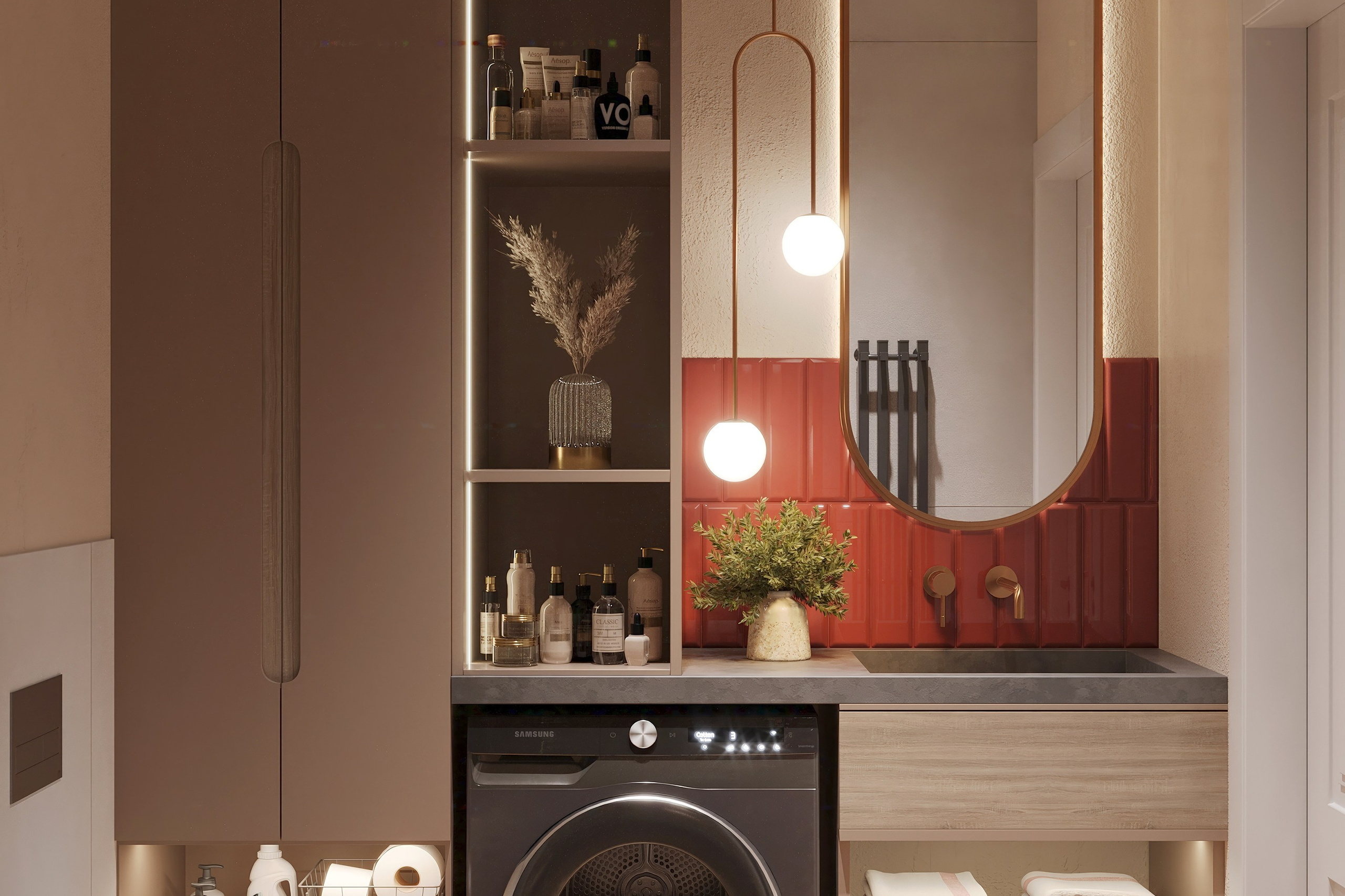 Квартира-студия — тёплый современный интерьер. 3Д Визуализация Интерьера и Архитектуры