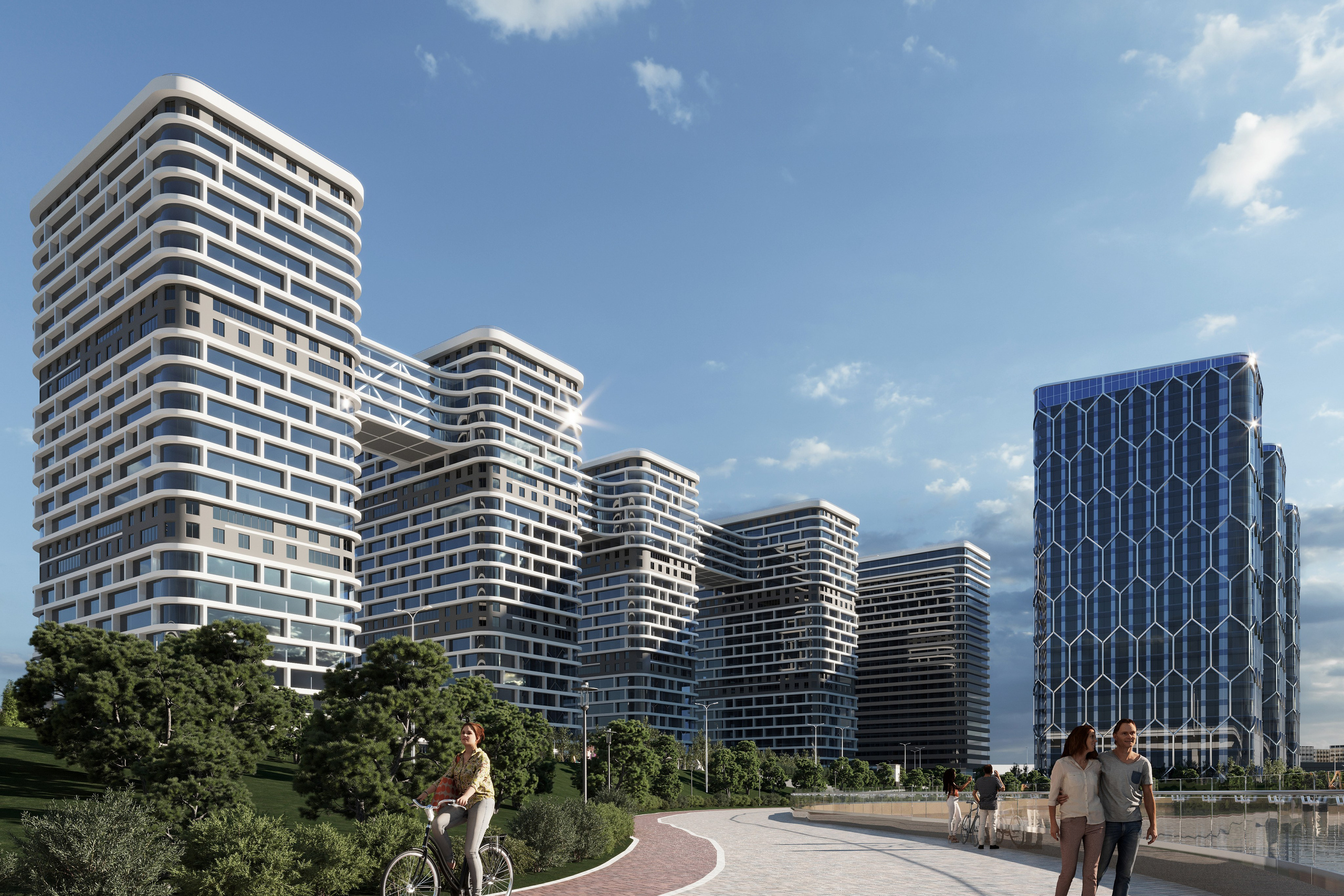 3D визуализация жилого комплекса в Ростове-на-Дону, современная архитектура.