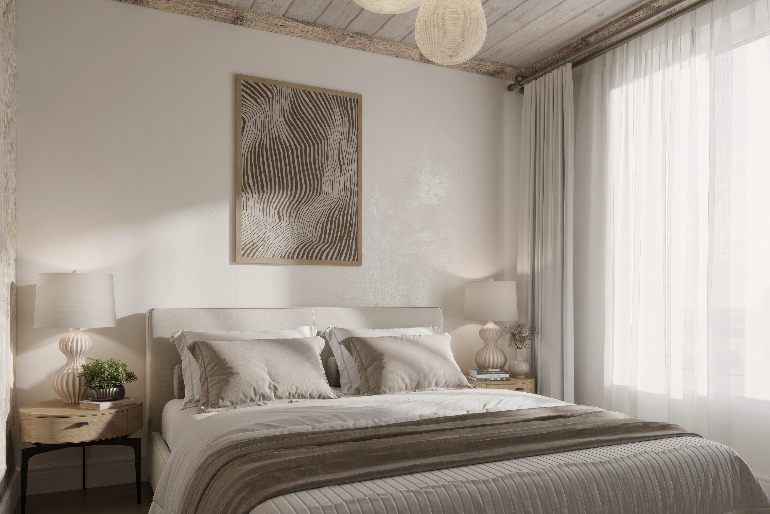 Countryside Cottage — Interior Design with Natural Materials. 3D INTERIOR AND ARCHITECTURE VISUALIZATION