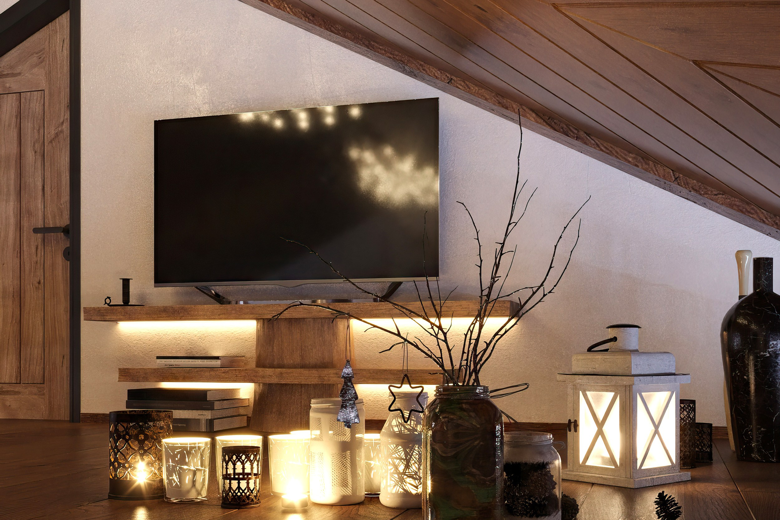 Countryside Cottage — Interior Design with Natural Materials. 3D INTERIOR AND ARCHITECTURE VISUALIZATION