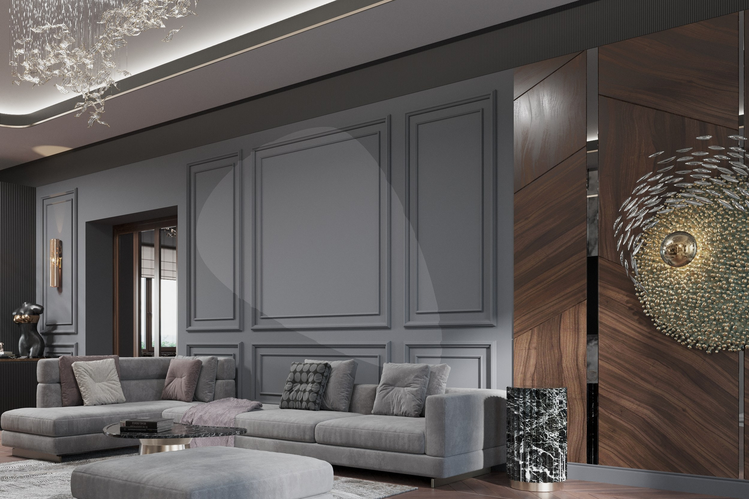 Luxury Mansion in Novotitorovskaya — 3D Visualization. 3D INTERIOR AND ARCHITECTURE VISUALIZATION