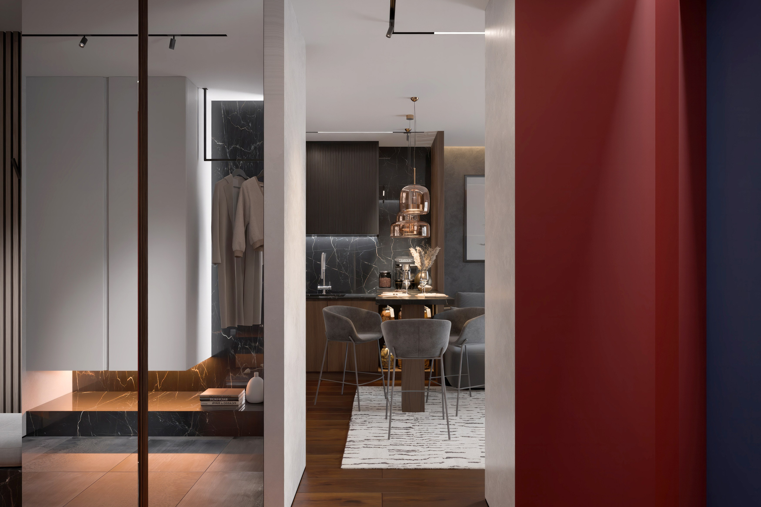 Евро 1 комнатная квартира, Москва. 3D INTERIOR AND ARCHITECTURE VISUALIZATION