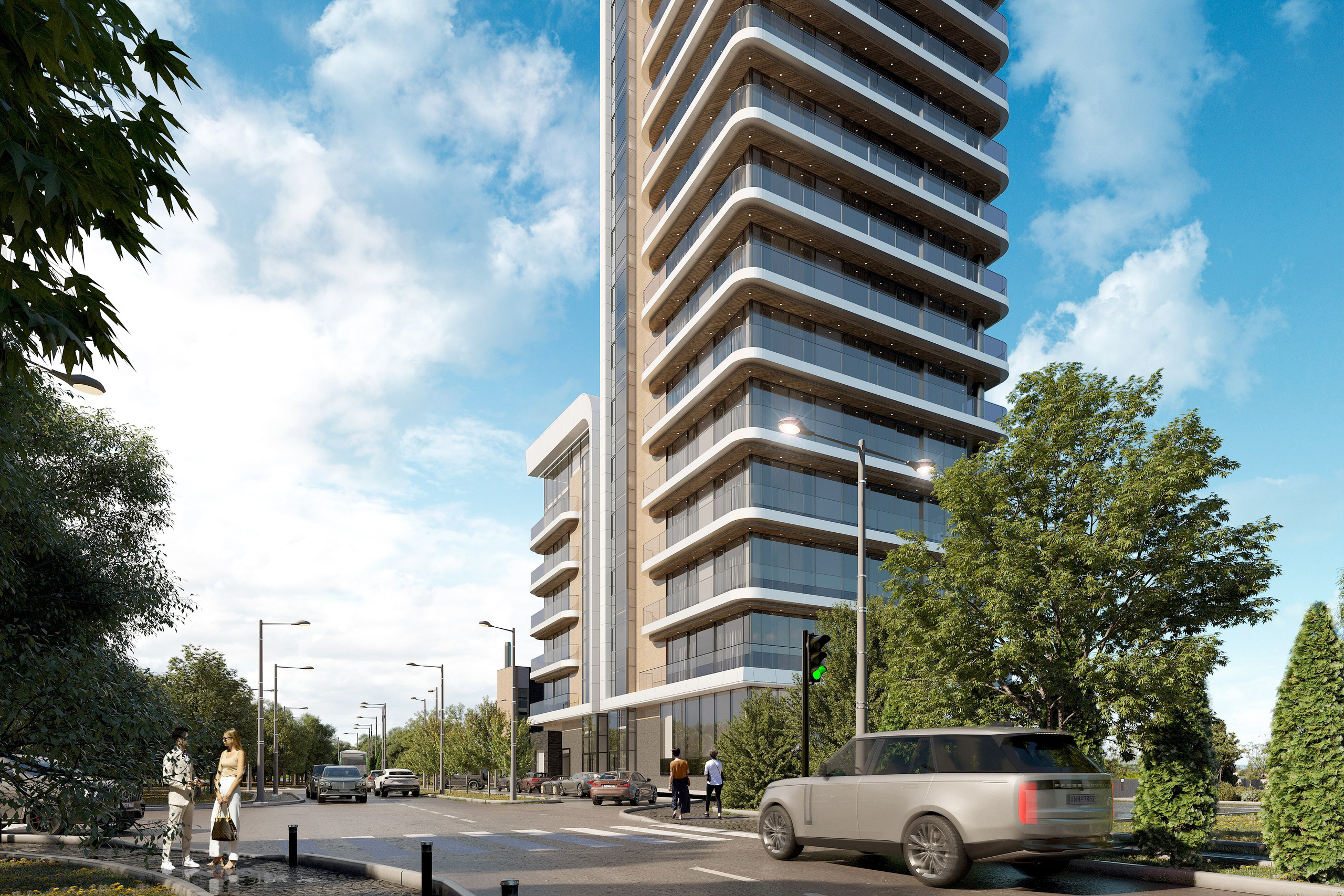 High-Rise Building by the Waterfront — 3D Architectural Visualization. 3D INTERIOR AND ARCHITECTURE VISUALIZATION