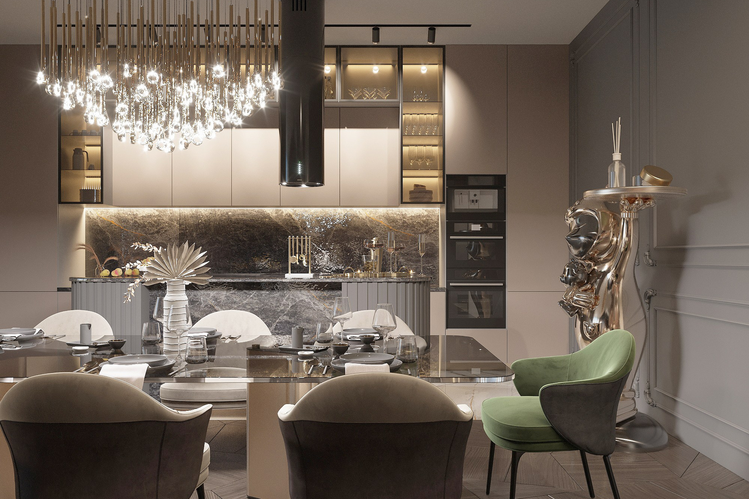 Apartment in Moscow City — Luxury Interior 3D Visualization. 3D INTERIOR AND ARCHITECTURE VISUALIZATION