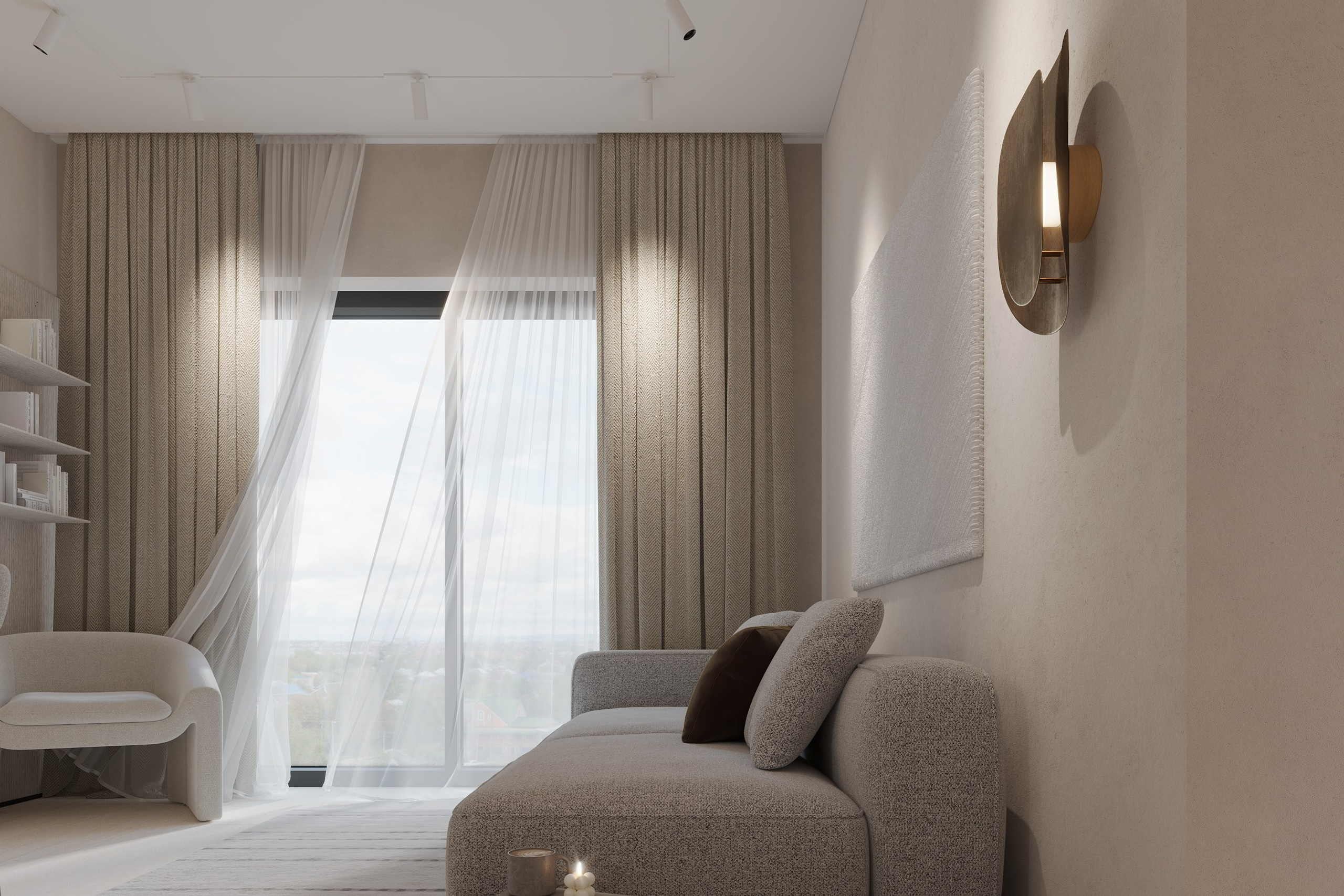 Интерьер квартиры в тёплых тонах — 3D визуализация от Baxx Pro для дизайнера Дианы Кова. 3Д Визуализация Интерьера и Архитектуры