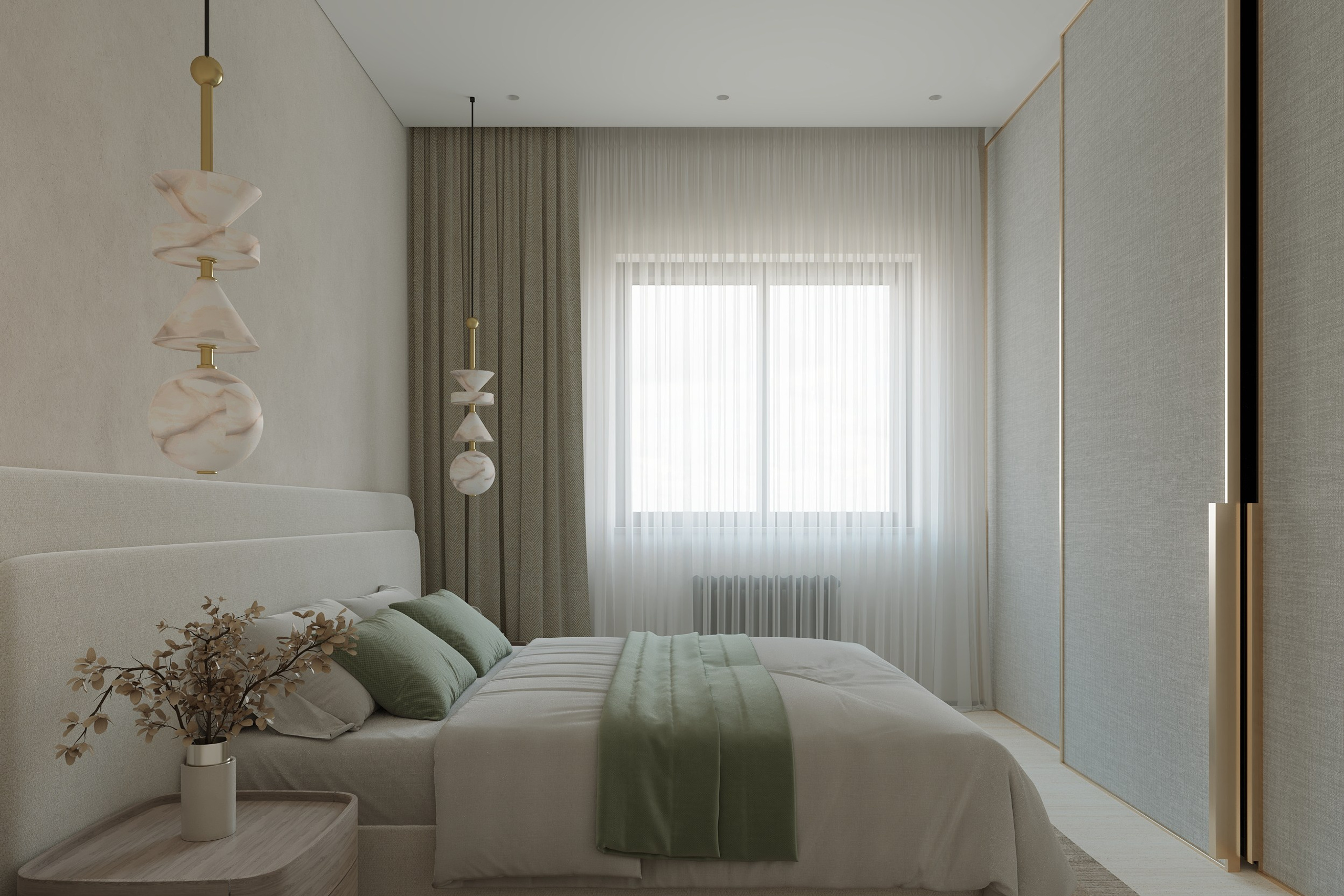 Интерьер квартиры в тёплых тонах — 3D визуализация от Baxx Pro для дизайнера Дианы Кова. 3Д Визуализация Интерьера и Архитектуры