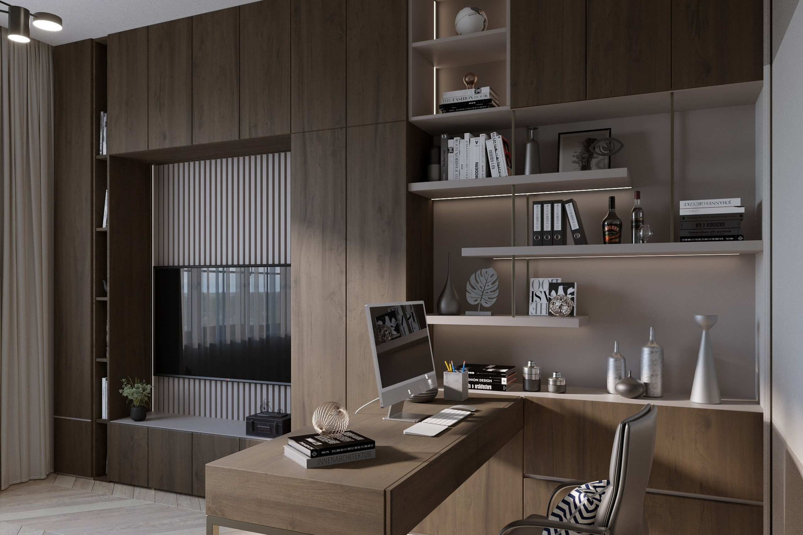 3Д визуализация двухэтажного дома — интерьер в современном стиле с элементами классики. 3Д Визуализация Интерьера и Архитектуры