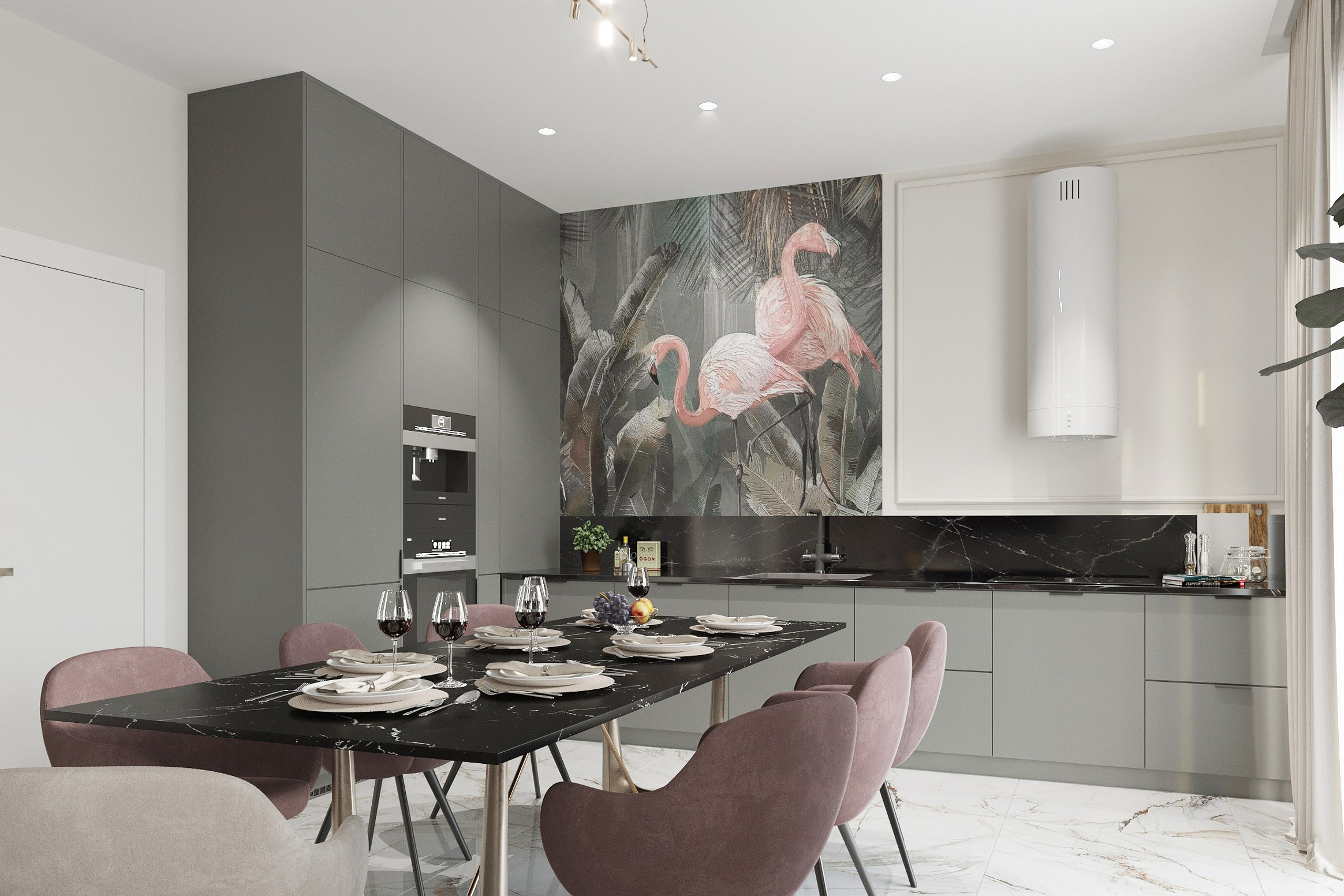 3Д визуализация двухэтажного дома — интерьер в современном стиле с элементами классики. 3Д Визуализация Интерьера и Архитектуры