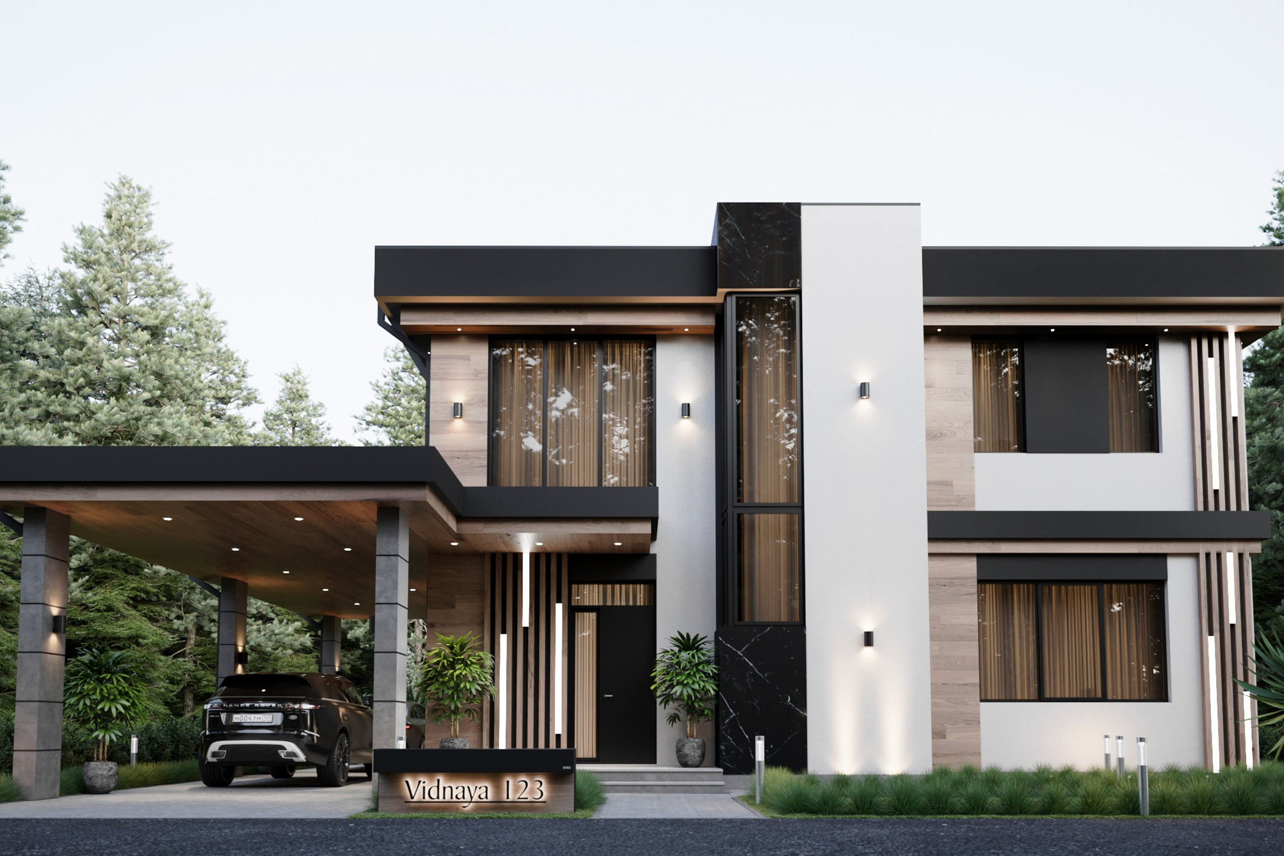 Двухэтажный дом в современном стиле в п.Мысхако общей площадью 217 кв.м