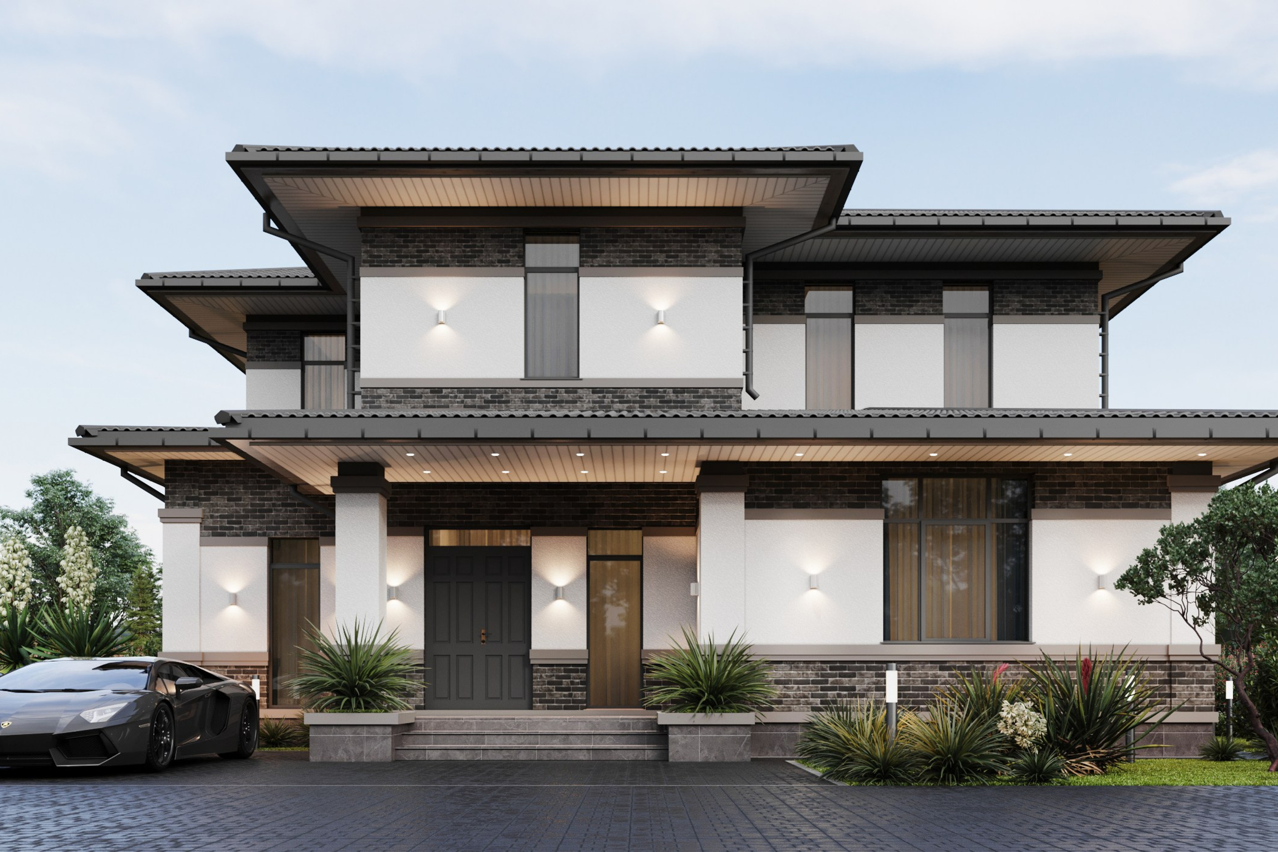 Красивый двухэтажный дом в современном, очень теплом стиле, общей площадью 240 кв.м