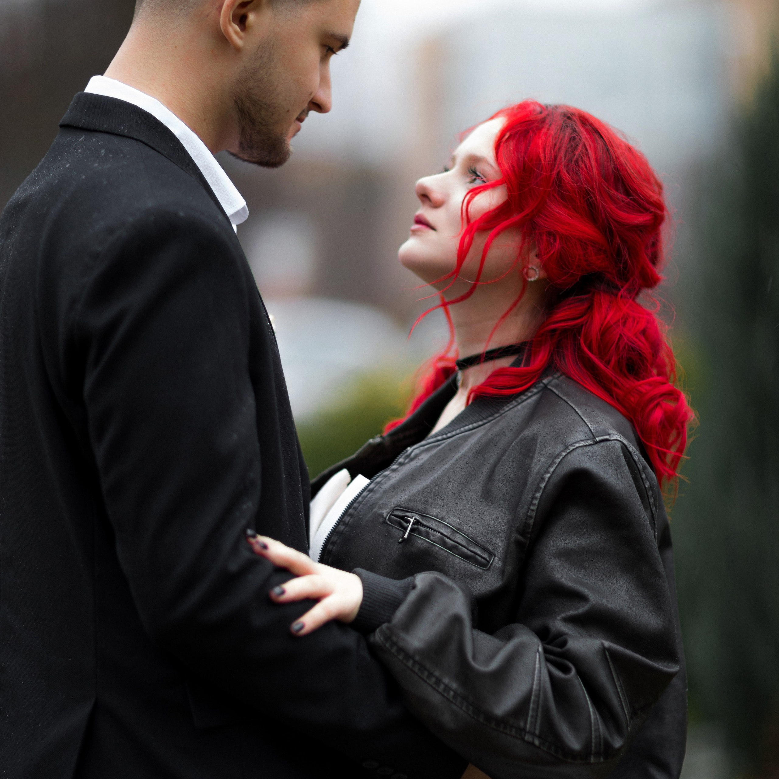 Beauty rainy wedding day