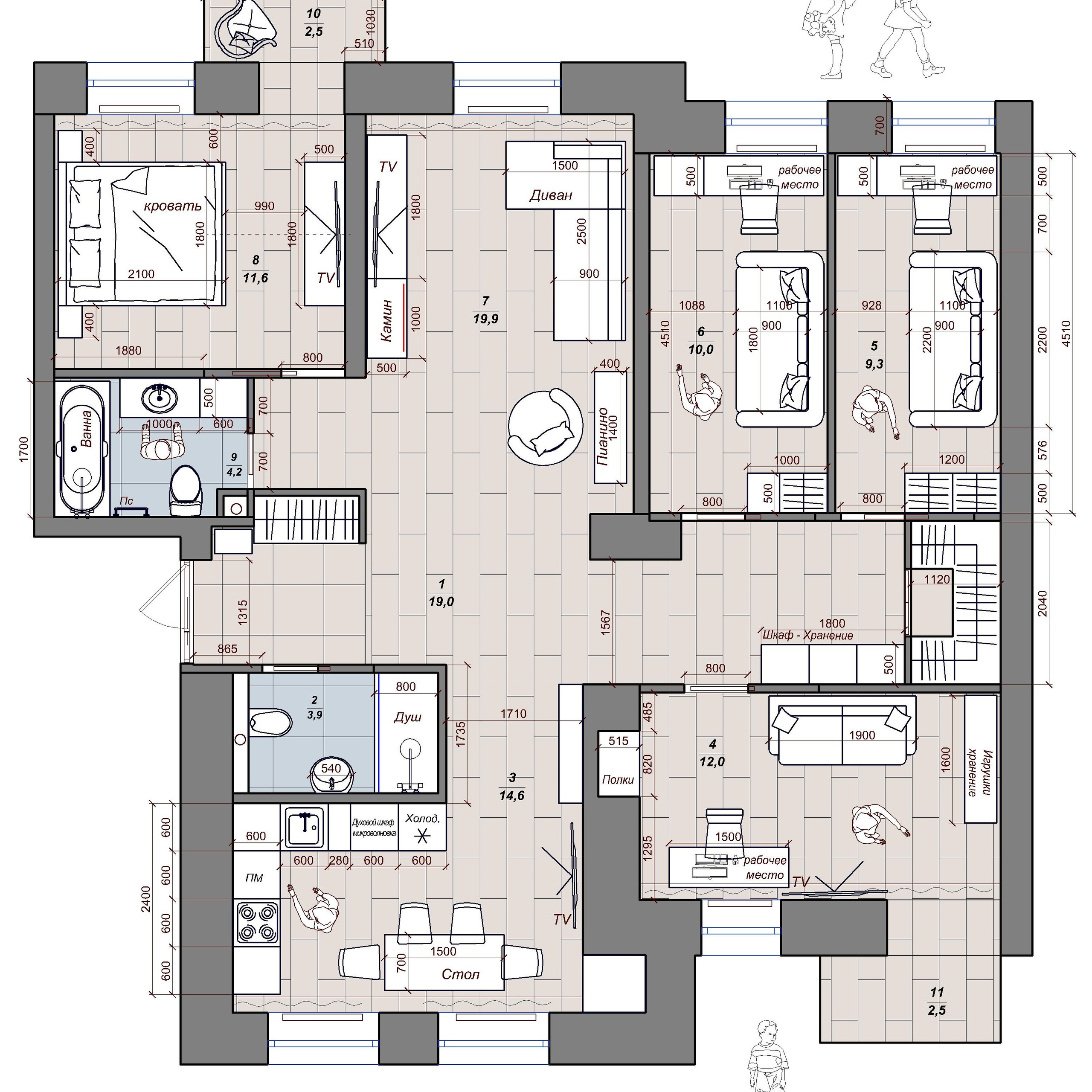 Перепланировка пятикомнатной квартиры