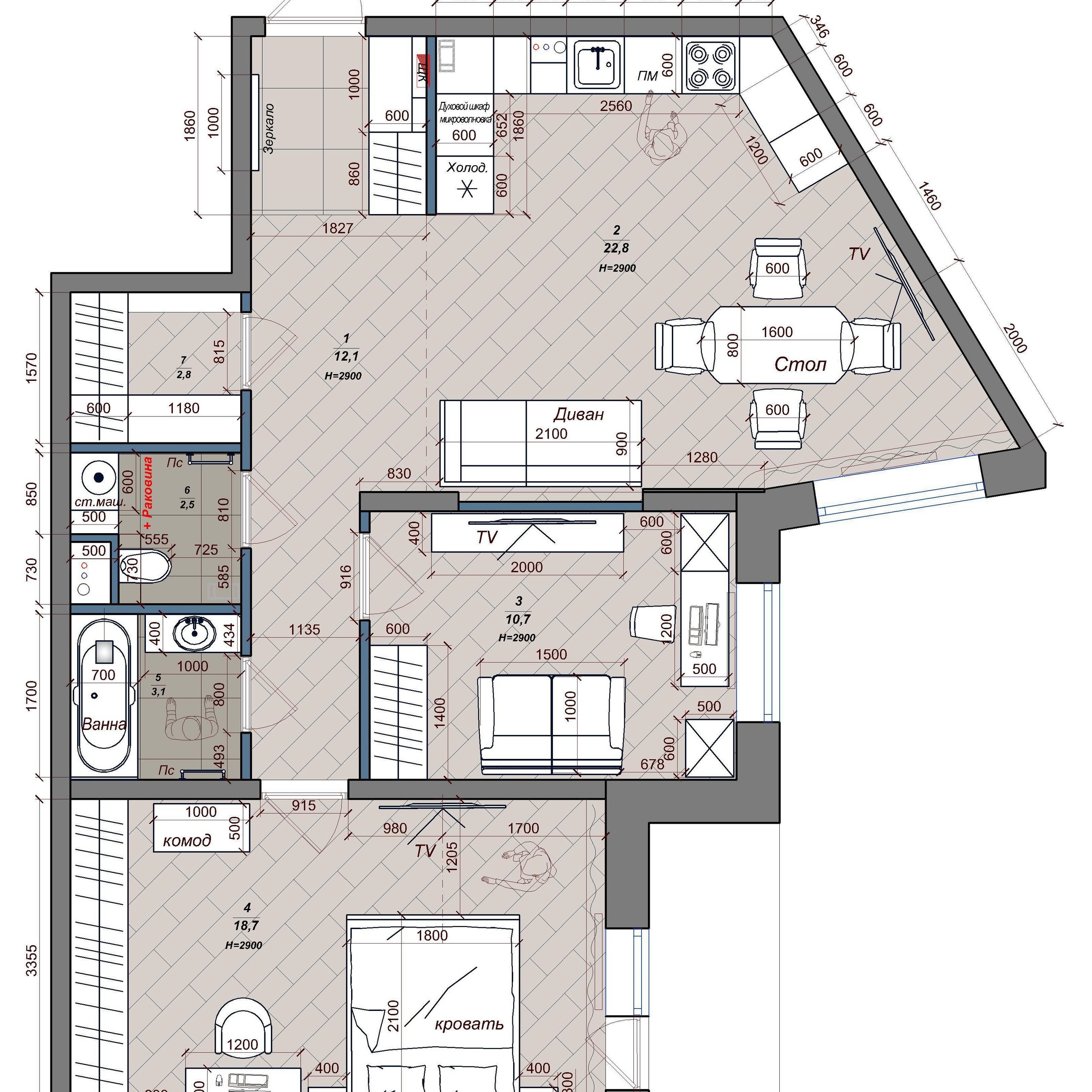 Перепланировка апартаментов