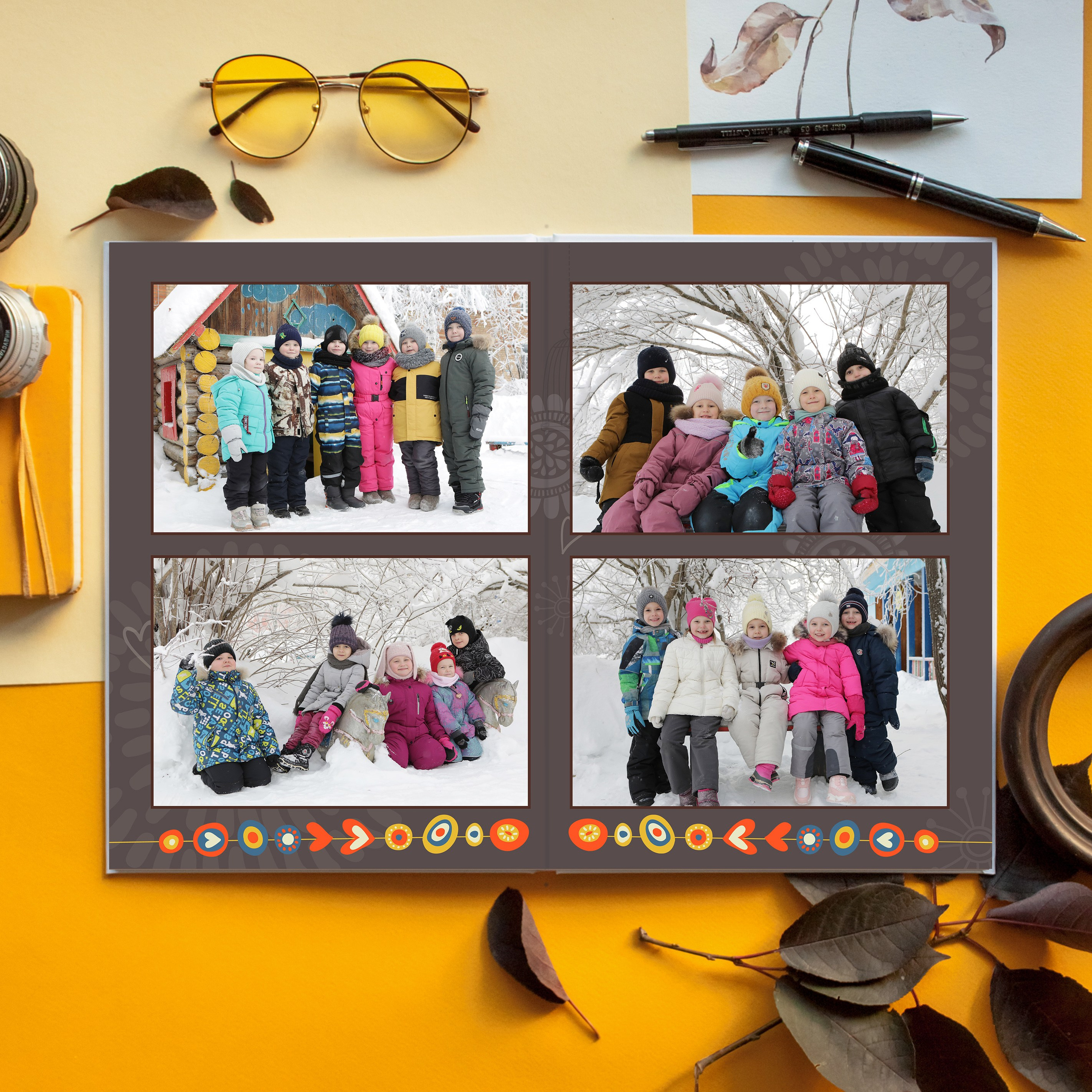 5 разворот: 4 групповые фото на улице