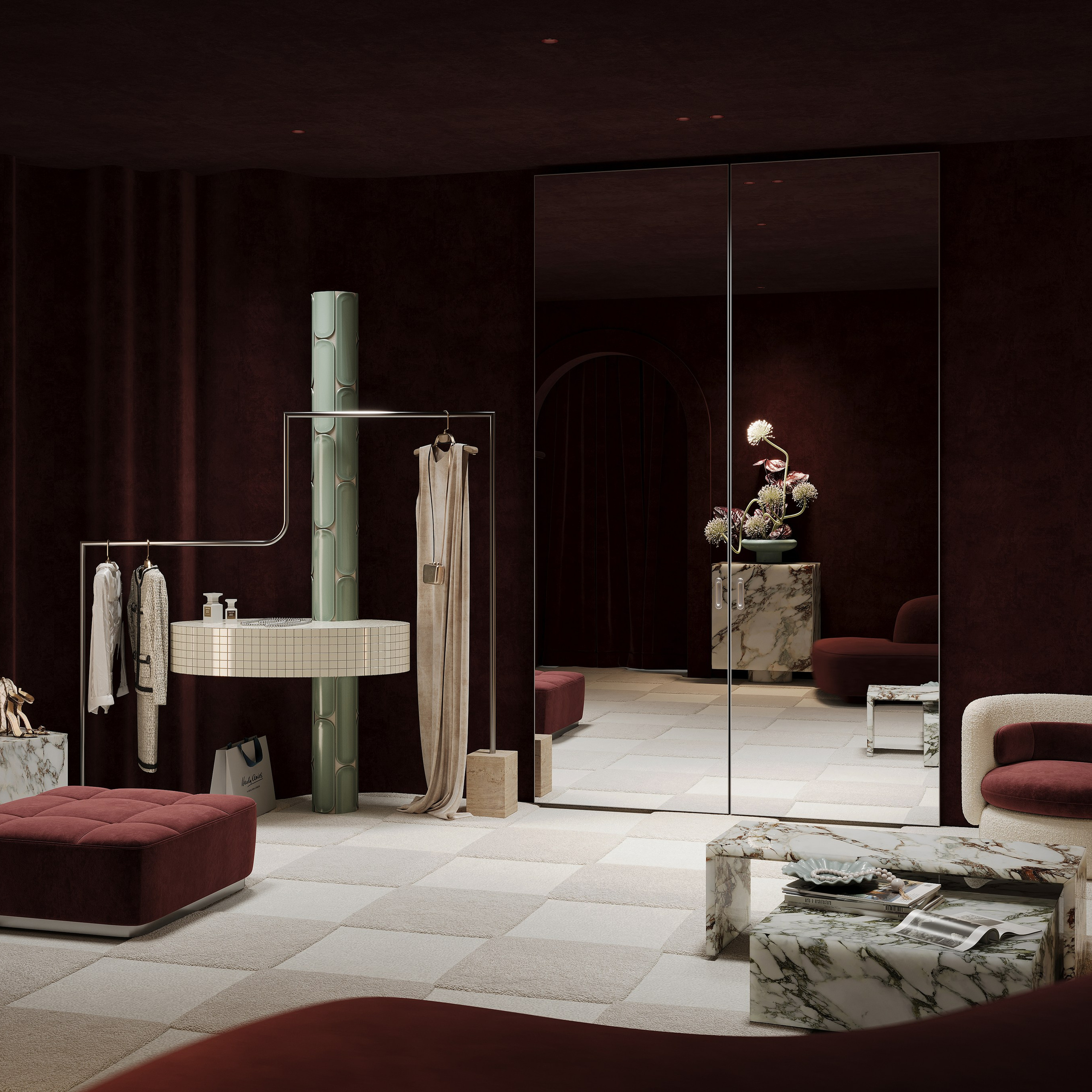 Примерочная в бутике женской одежды. 3D визуализатор интерьера Антонина Ковалёва @kovalevaacg