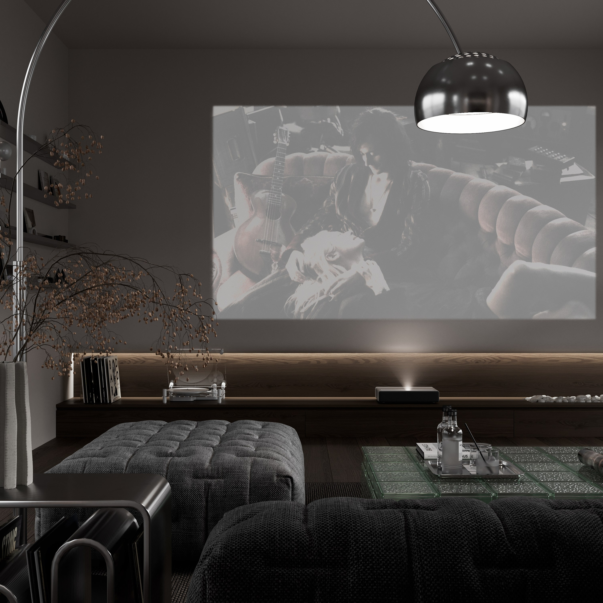 3D Визуализации кухни-гостинной в загородном доме