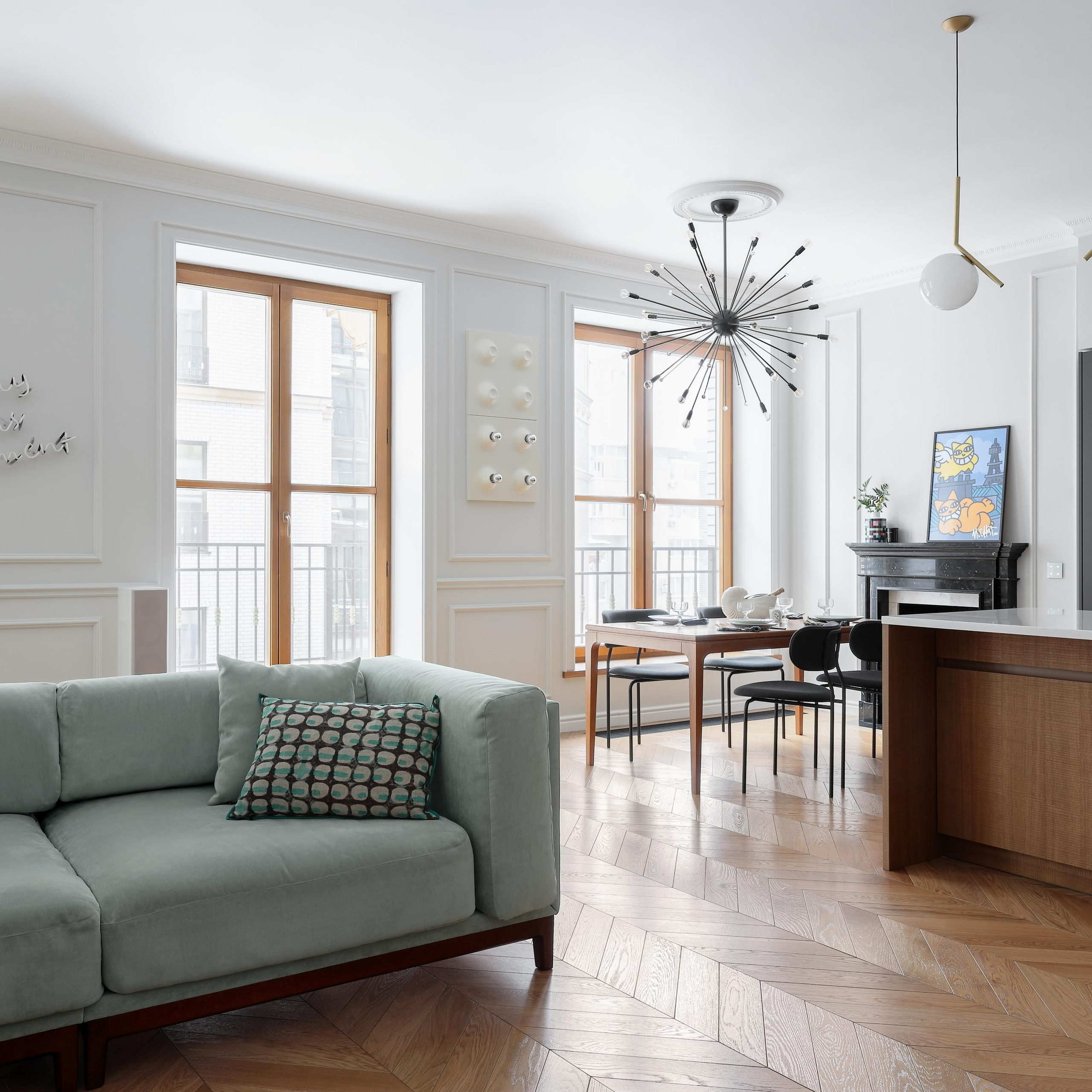 Наставнический пер., 129 м². Публикация в журнале ELLE Decoration. Дизайн интерьера домов и квартир в Москве