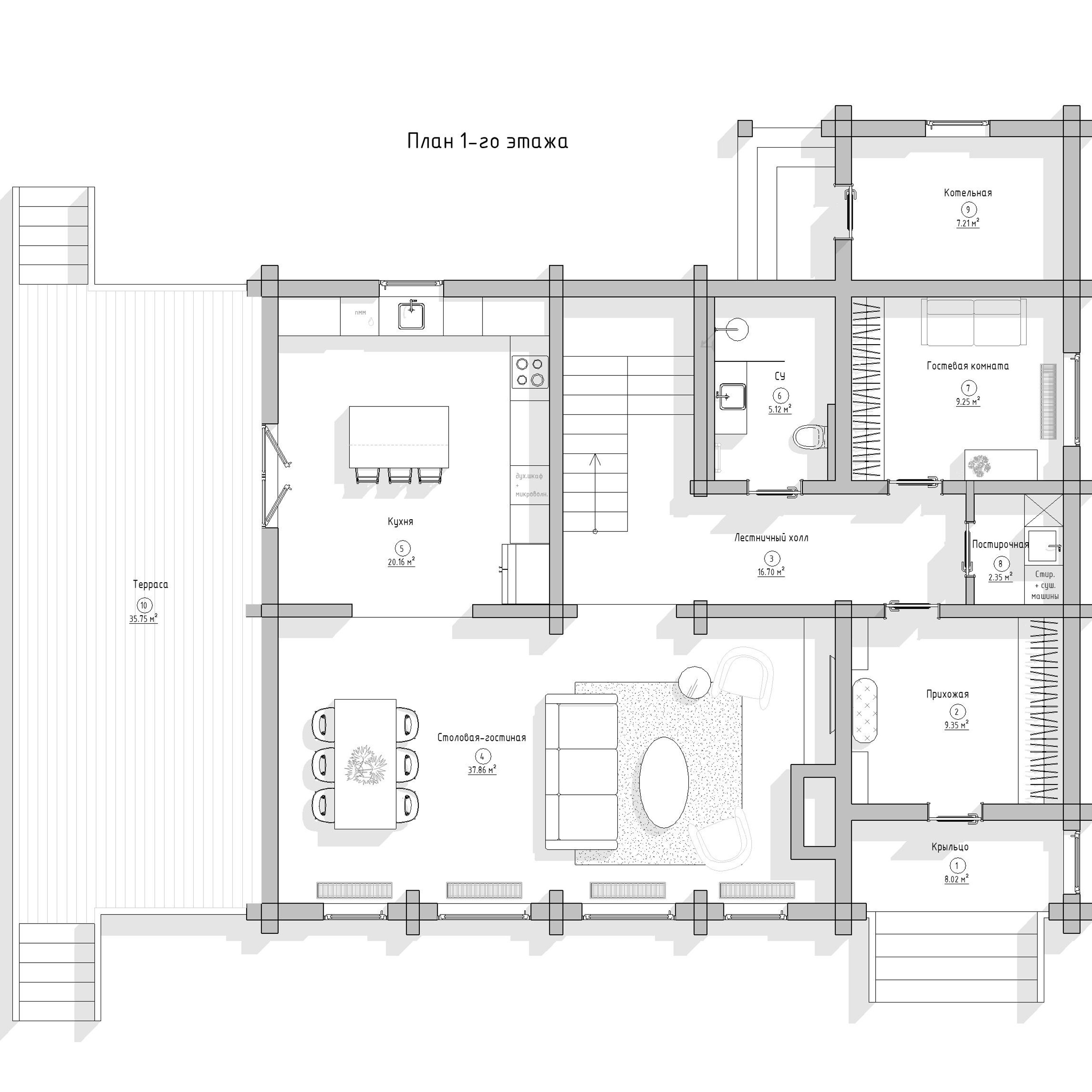 Дом из клееного бруса, 310 м². Дизайн интерьера домов и квартир в Москве