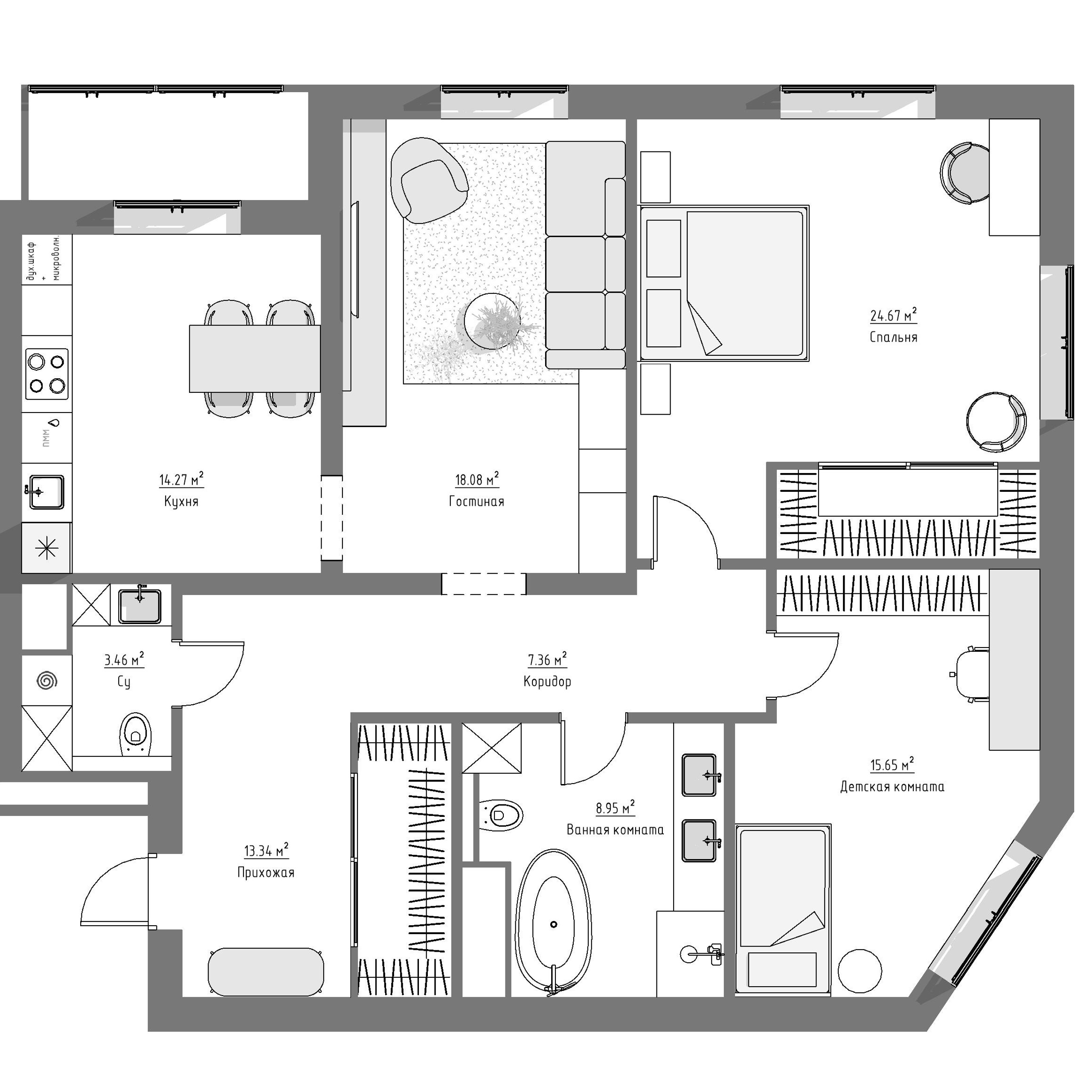 Квартира в Тушино, 106 м². Дизайн интерьера домов и квартир в Москве