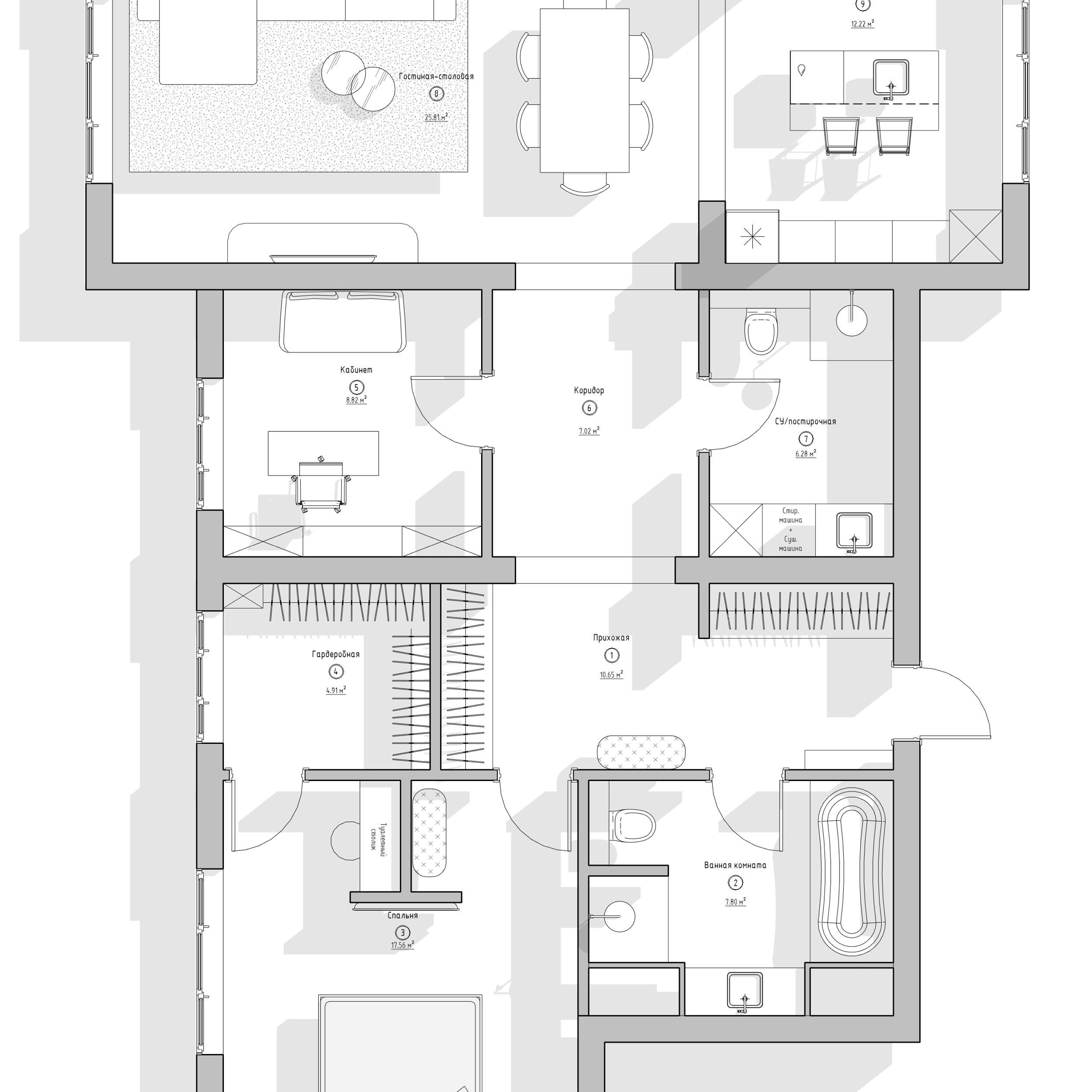 Квартира на Соколе, 102 м². Дизайн интерьера домов и квартир в Москве