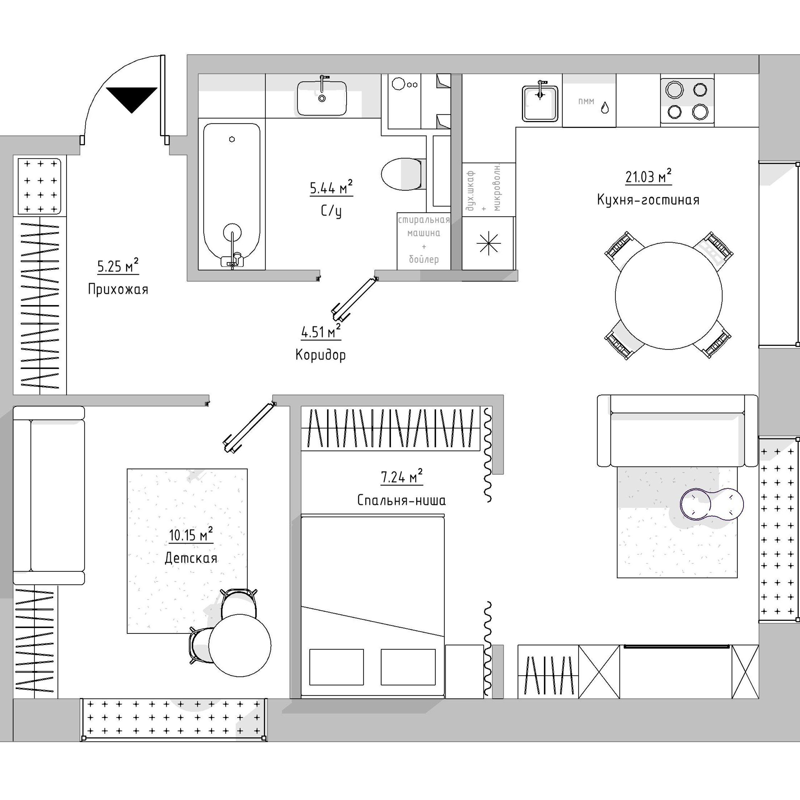 Квартира на Тимирязевской, 56 м². Дизайн интерьера домов и квартир в Москве