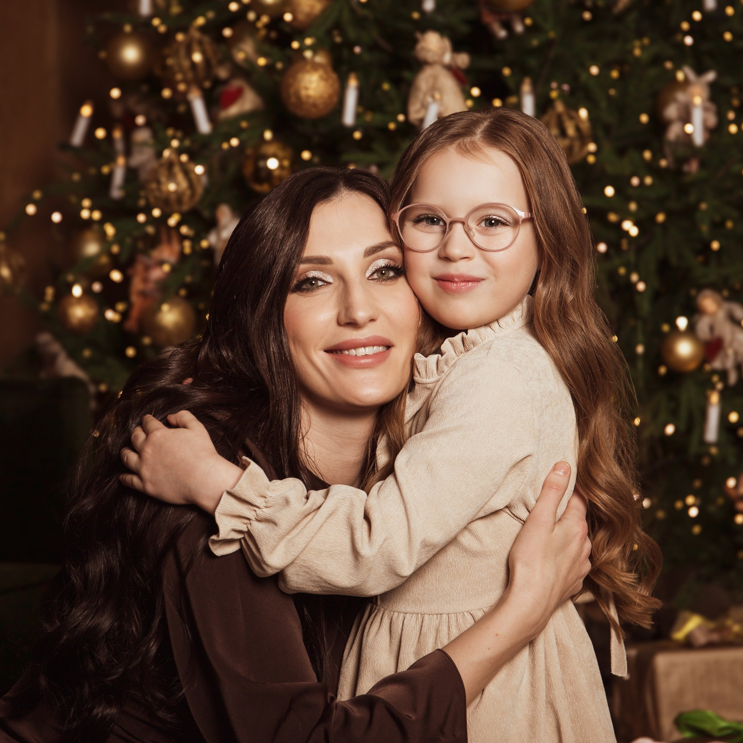 Мама с дочкой, новогодняя сьемка