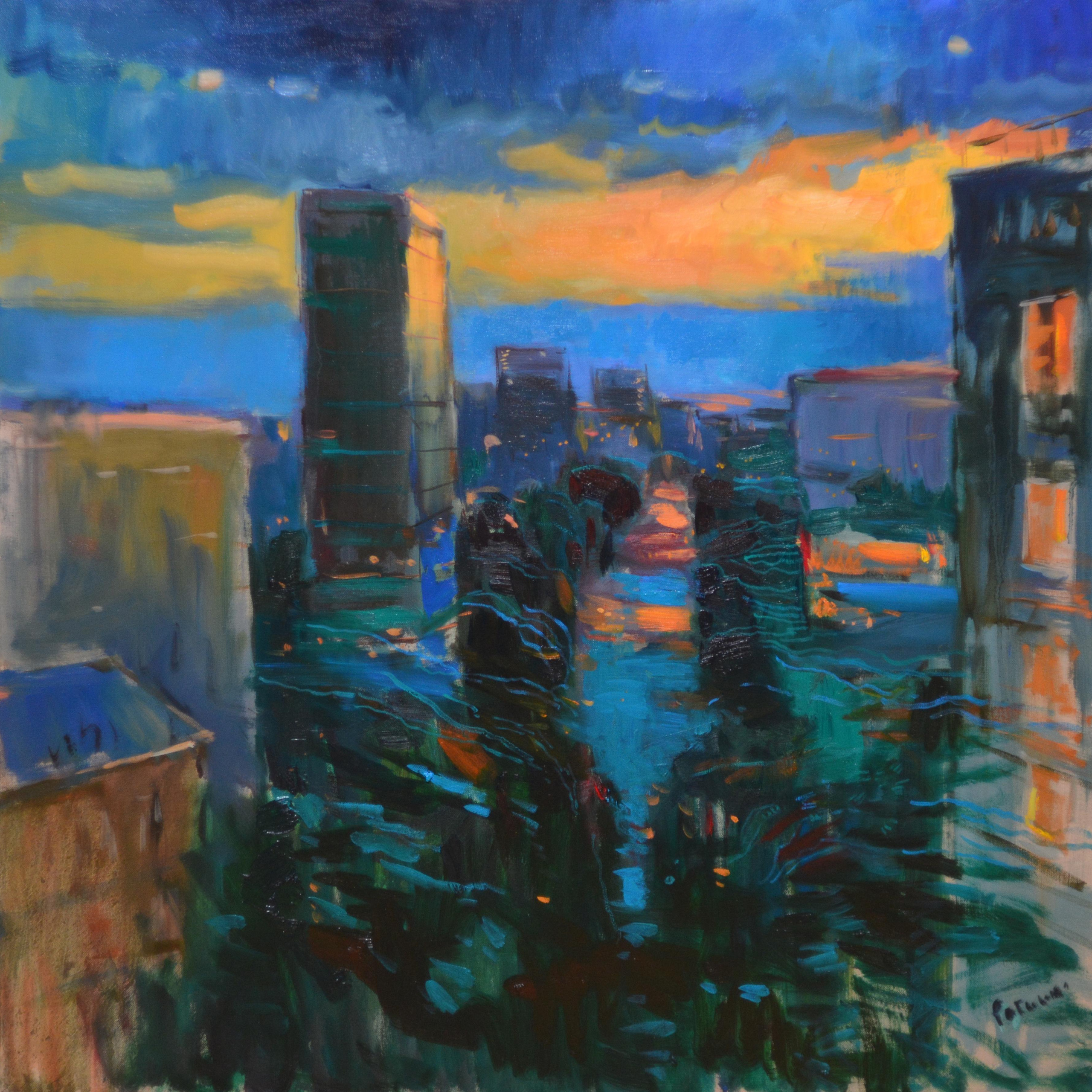 Ночь над городом - 80х80см, холст, масло.