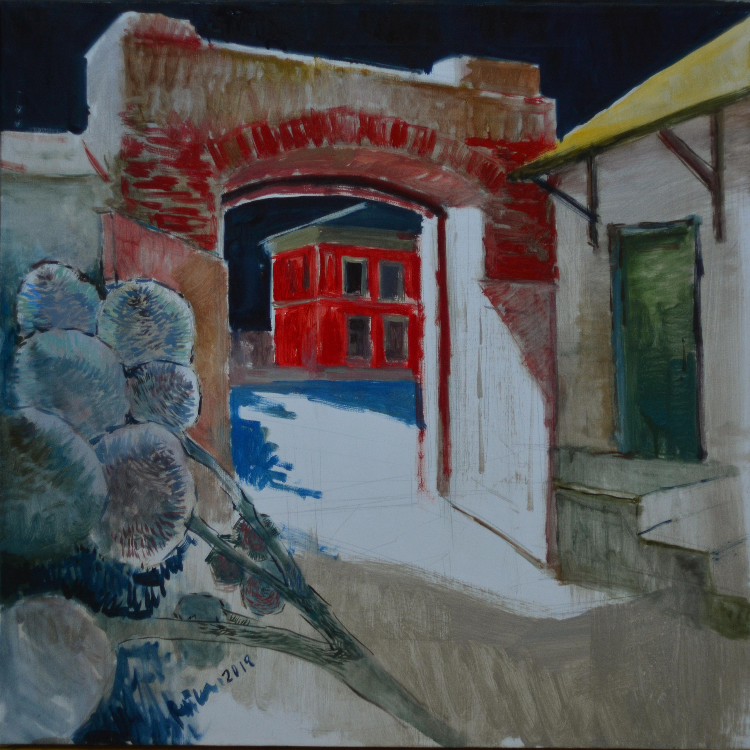 Старый двор - новые мечты - 80х80см, холст, масло.