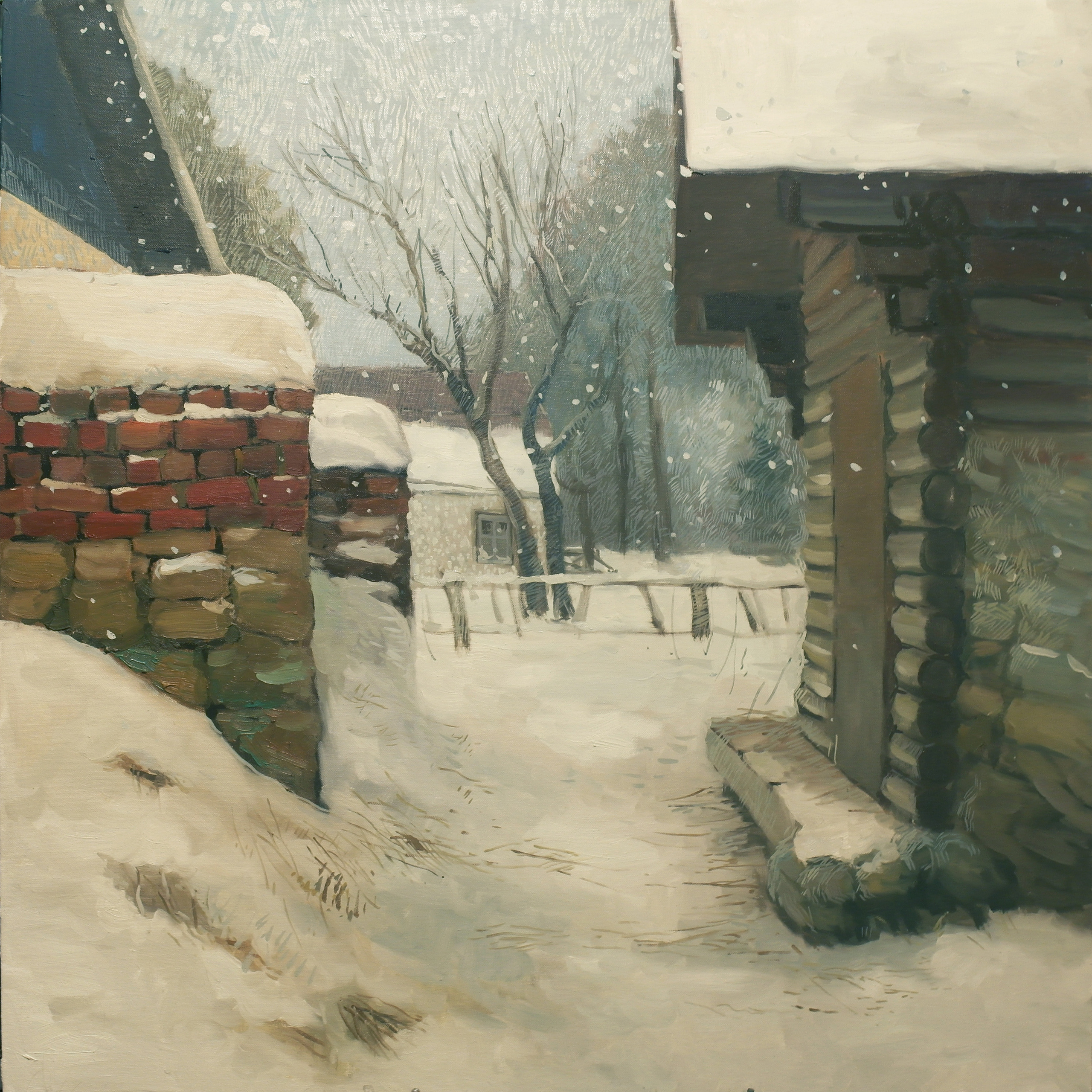 Падал снег - 80х80см, холст, масло.