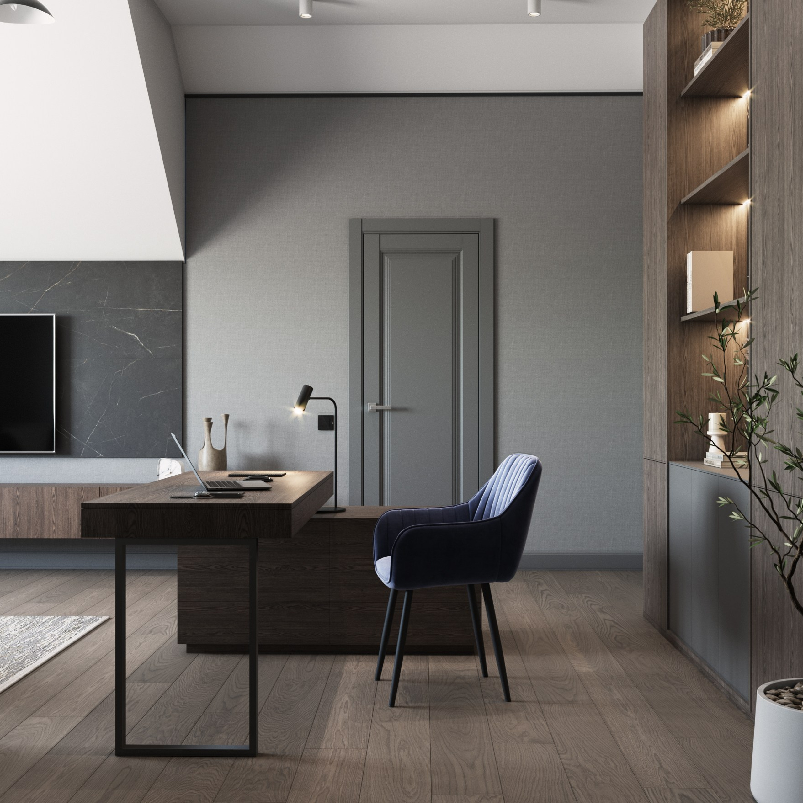 Кабинет на мансардном этаже. Дизайнер интерьера Санкт-Петербург I Дегтярева Елизавета