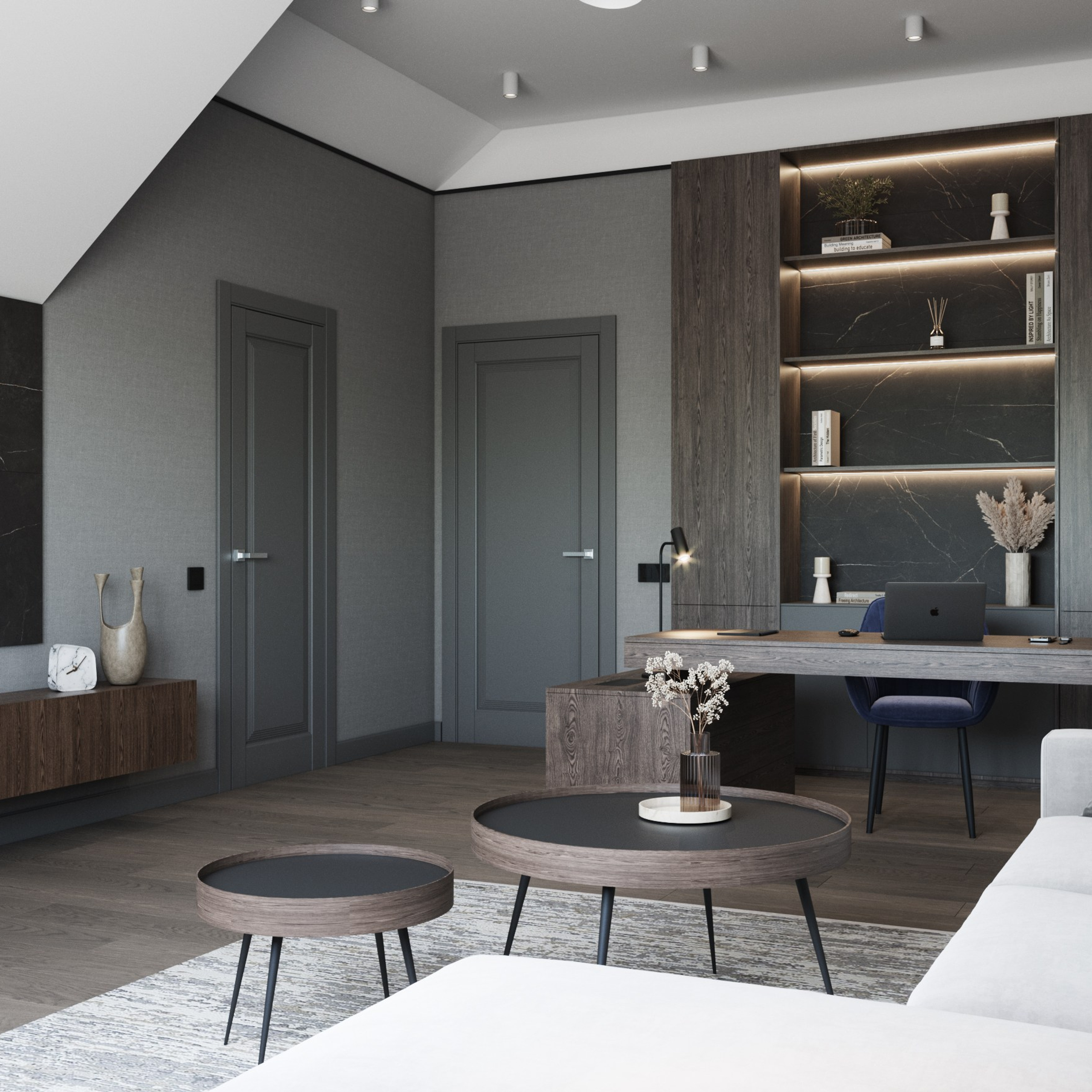 Кабинет на мансардном этаже. Дизайнер интерьера Санкт-Петербург I Дегтярева Елизавета