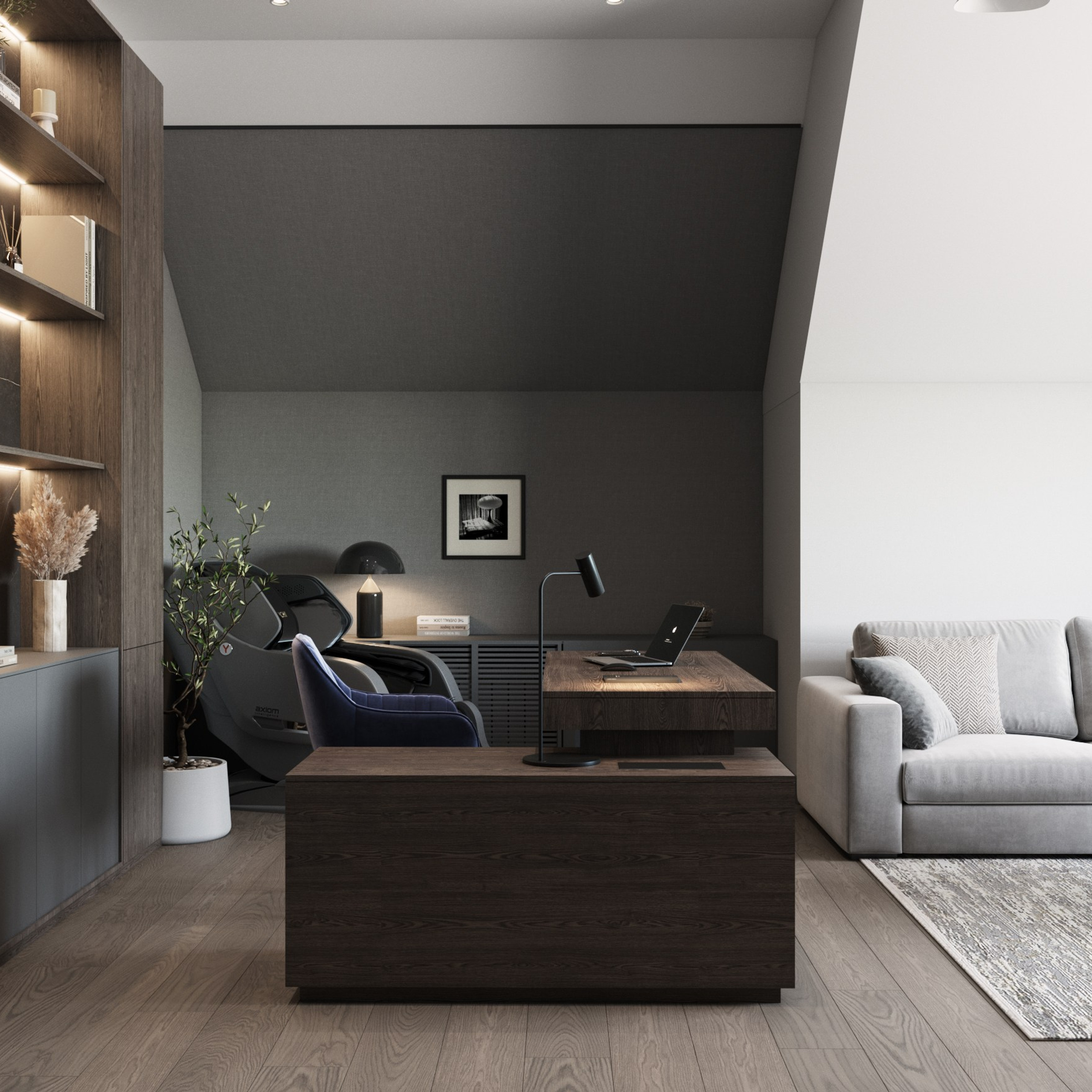 Кабинет на мансардном этаже. Дизайнер интерьера Санкт-Петербург I Дегтярева Елизавета