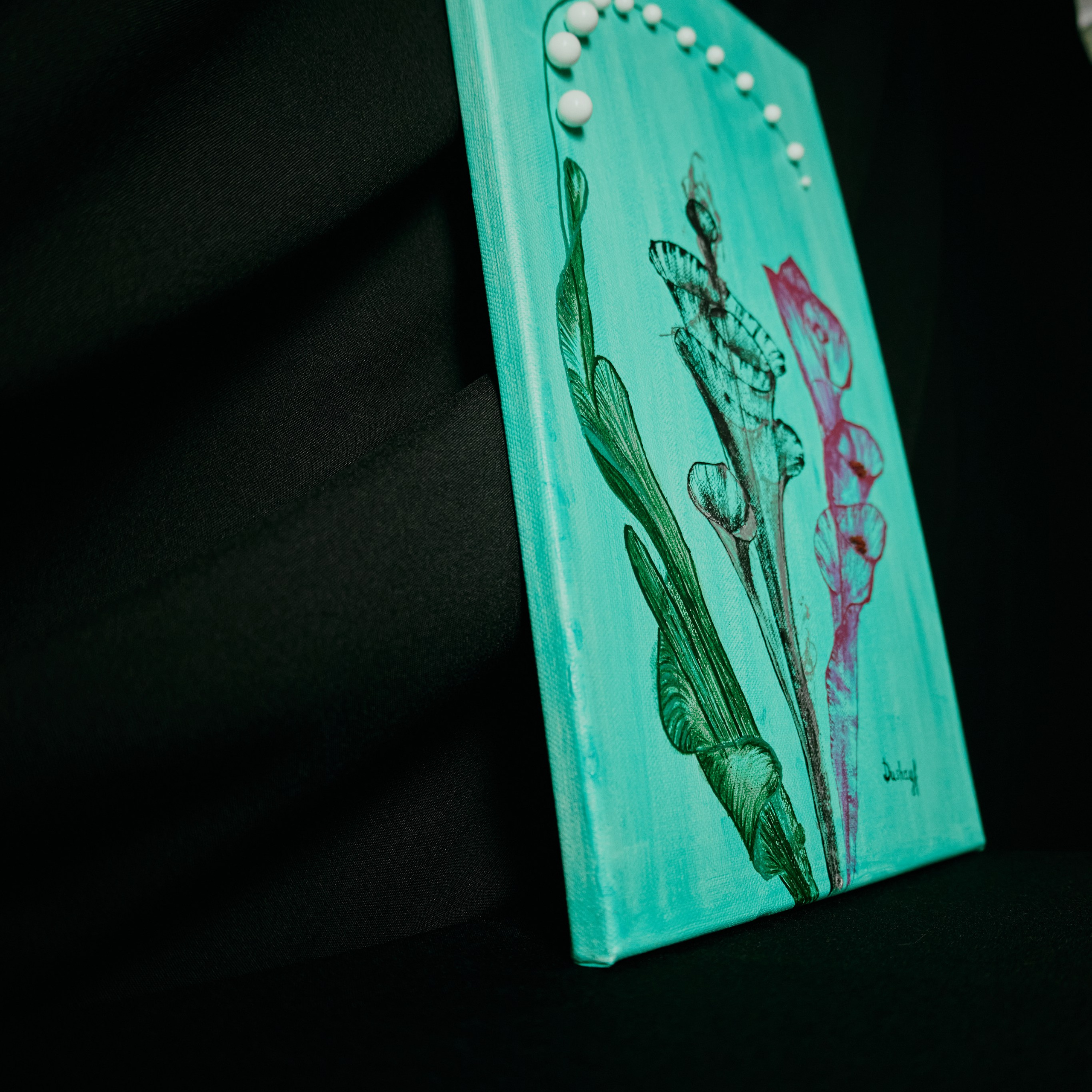 Turquoise background flower art. Visual artist (photo & arts)