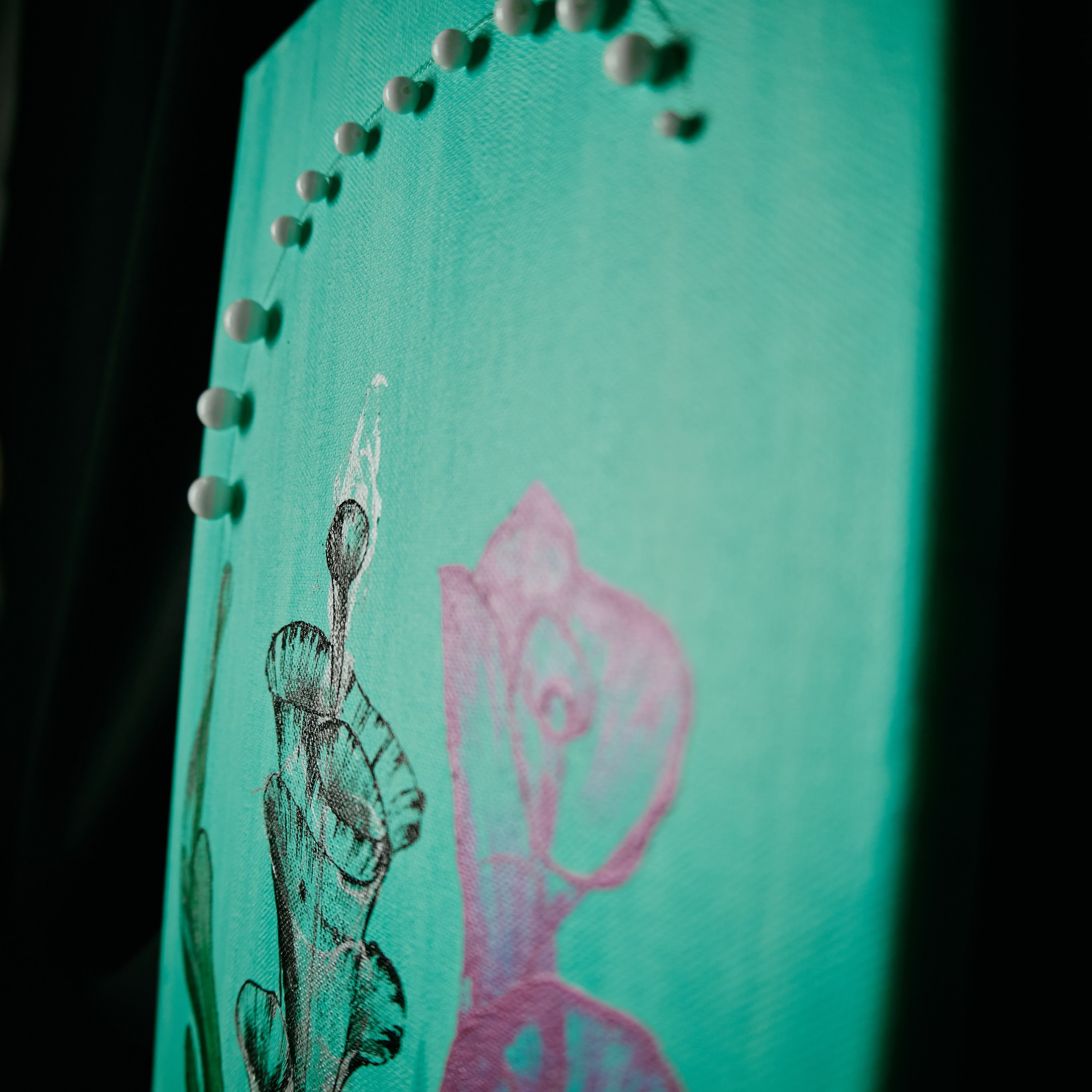 Turquoise background flower art. Visual artist (photo & arts)