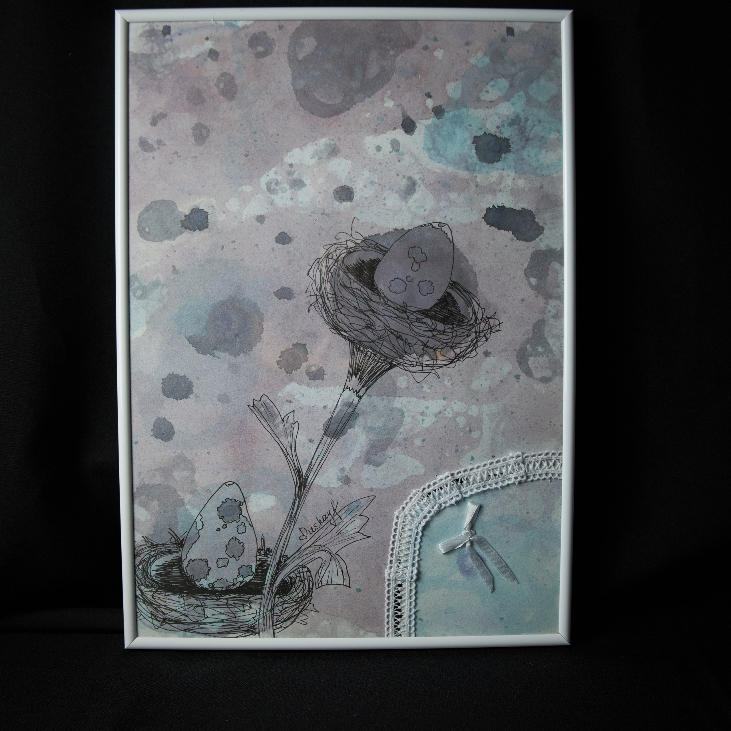 Сюрреалистичная ботаническая картина с гнёздами и яйцами. Visual artist (photo & arts)