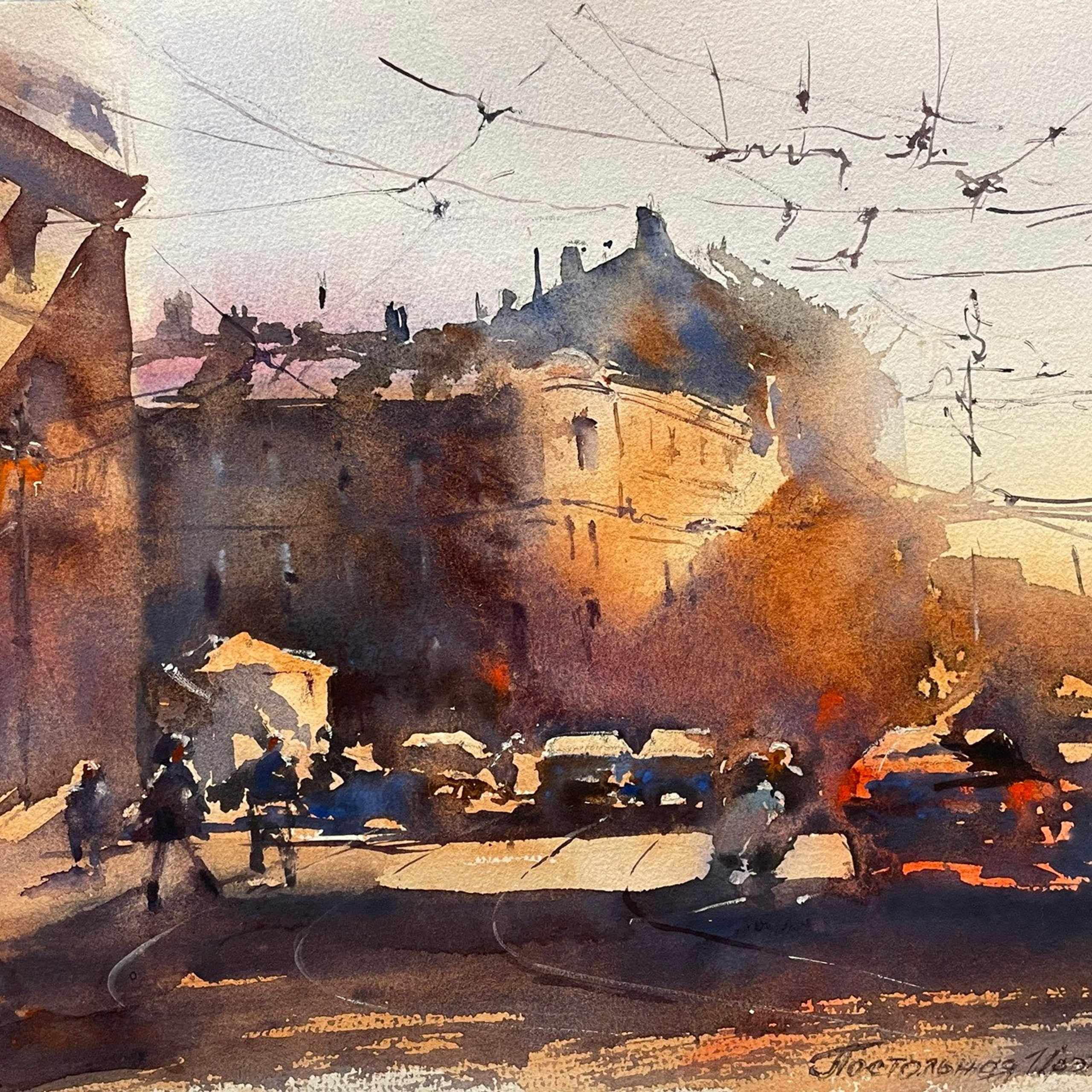 "Большой город. СПб", - картина в интерьер, Ирэн Постольная, 40х50 см