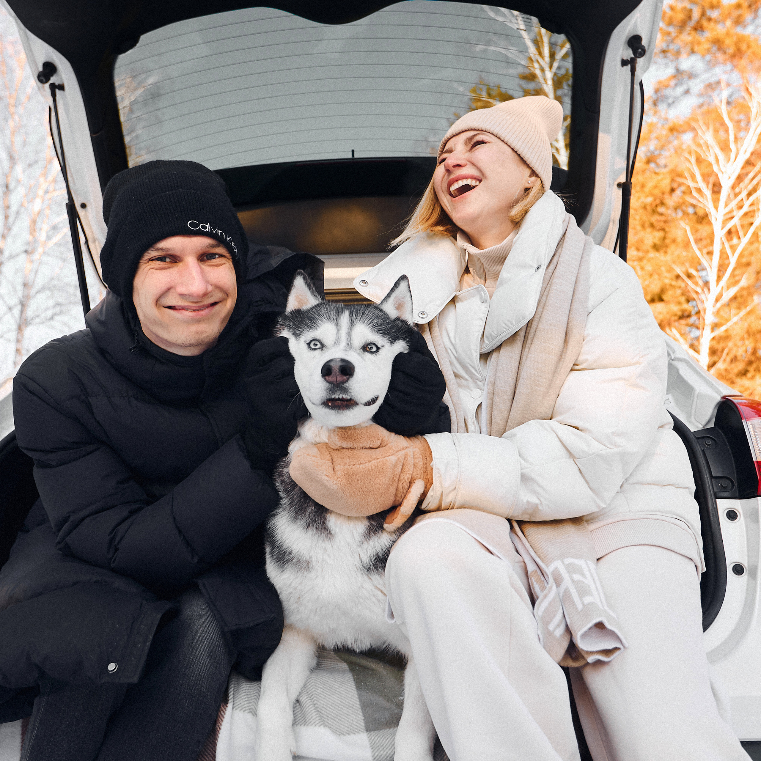 Winter love story in the forest