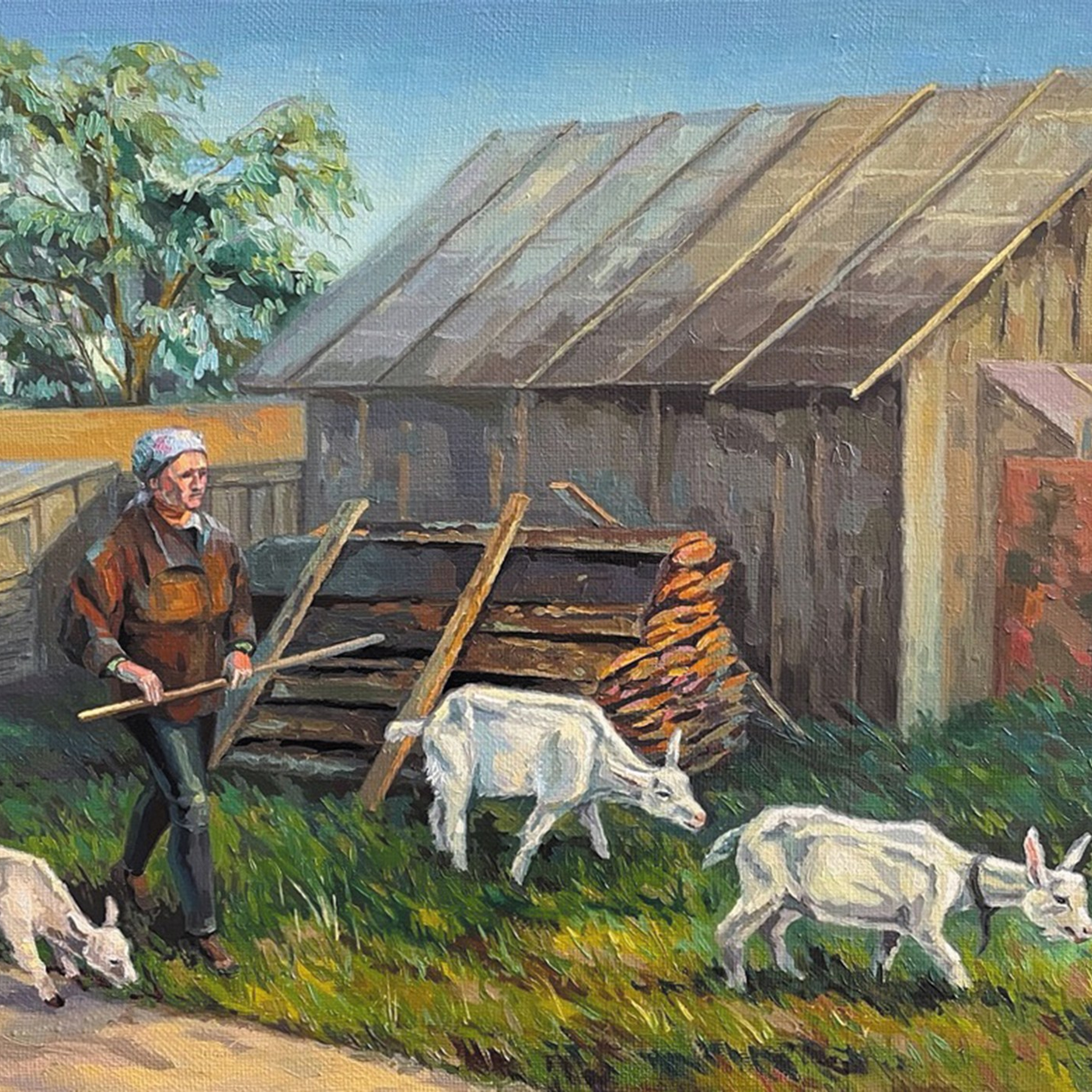 «Молоко для внучат». Масло, 60х40 см., 2025