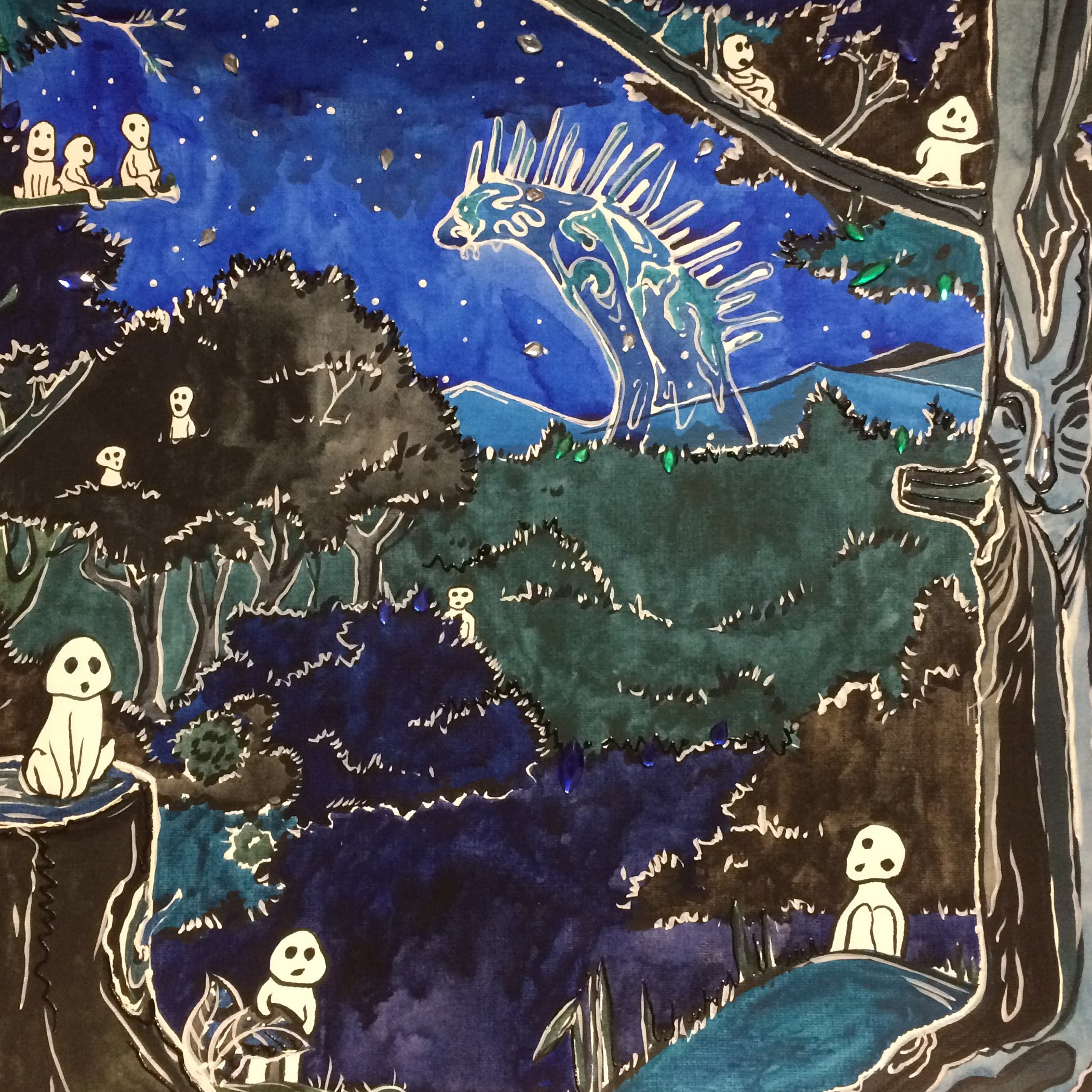 «Лес духов». Смешанная техника, 29,7х42 см., 2015