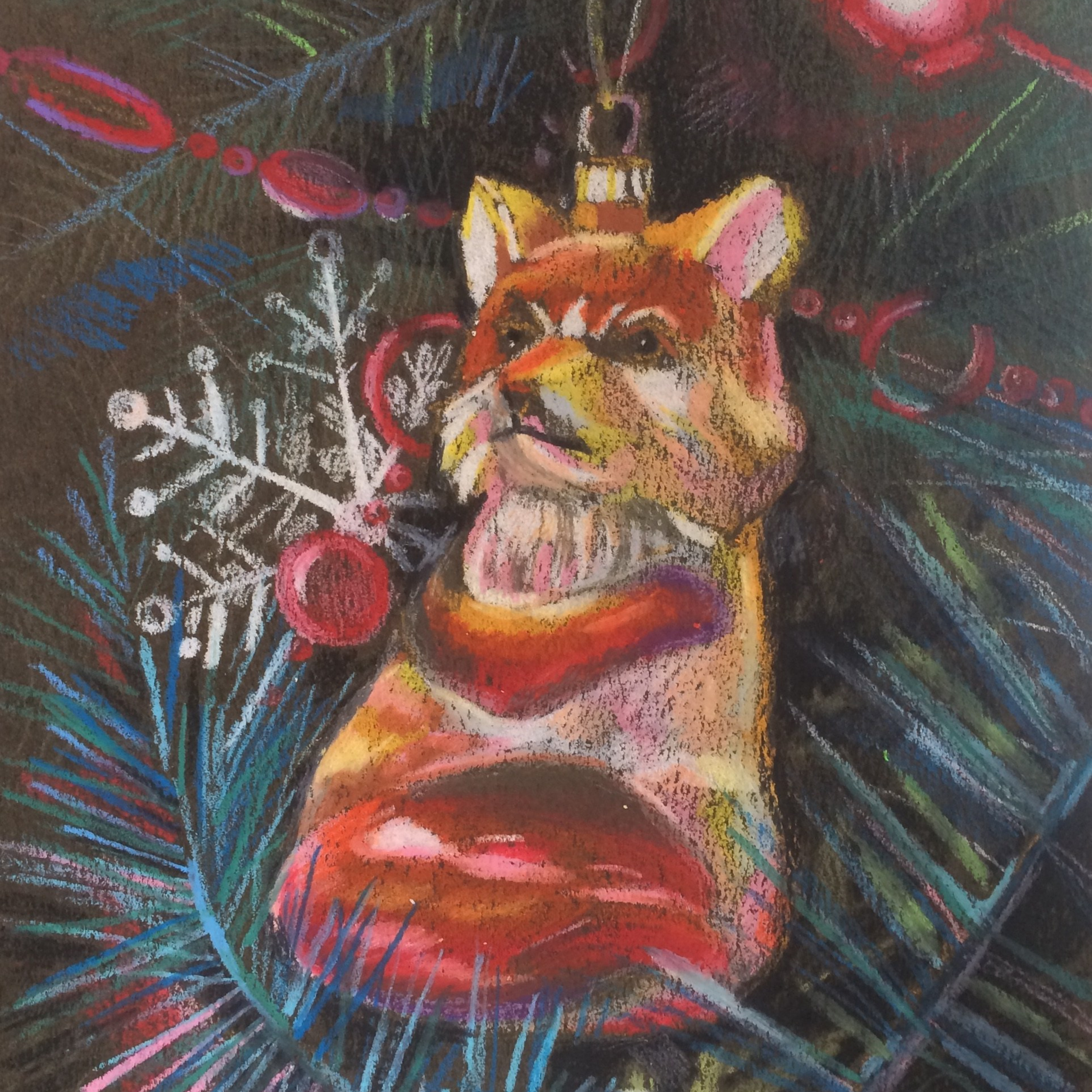 «Новогодний друг». Мелки, 21х29,7 см., 2021