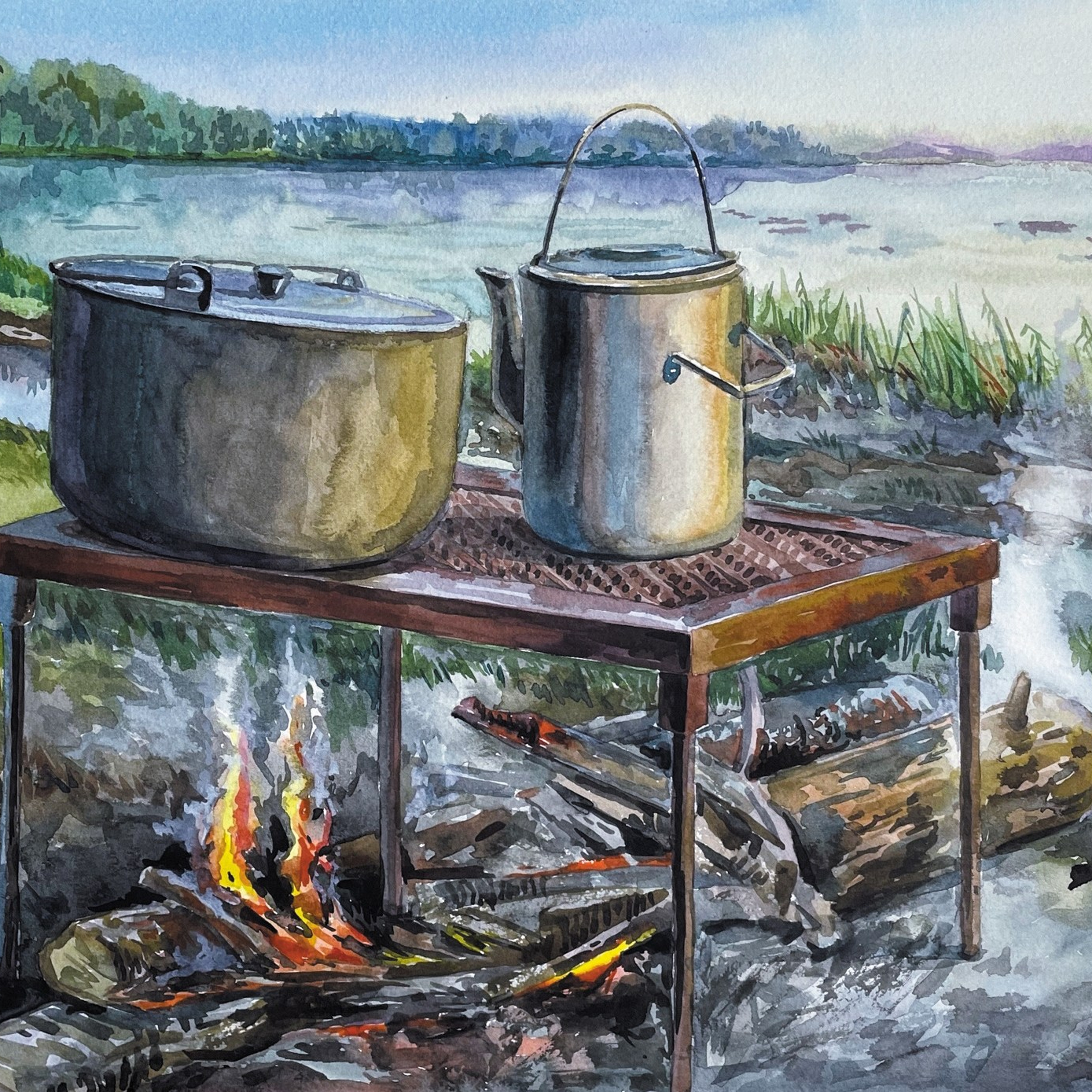 «Обед на Тунайче». Акварель, 30х45 см., 2025