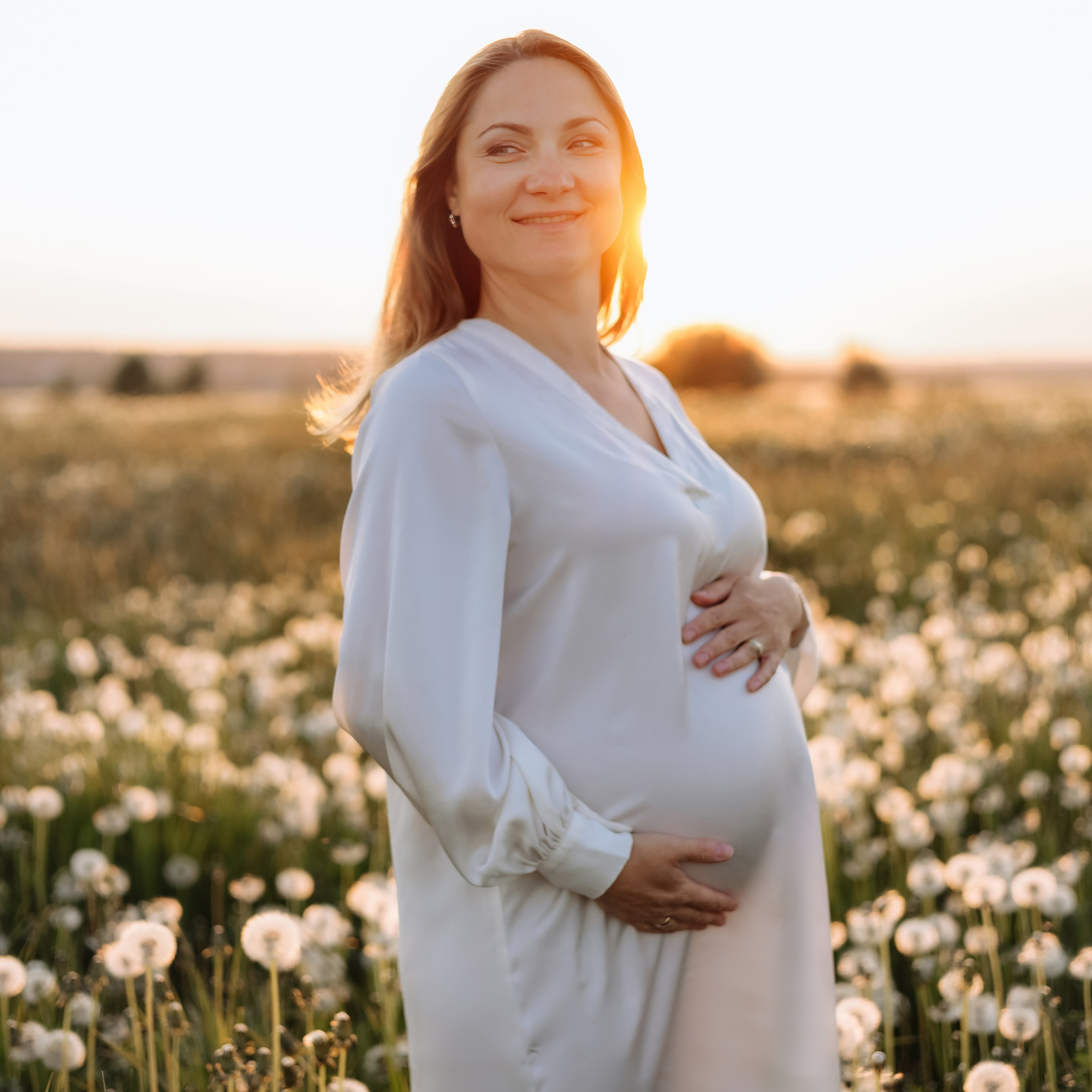 закат. одуванчики. счастье