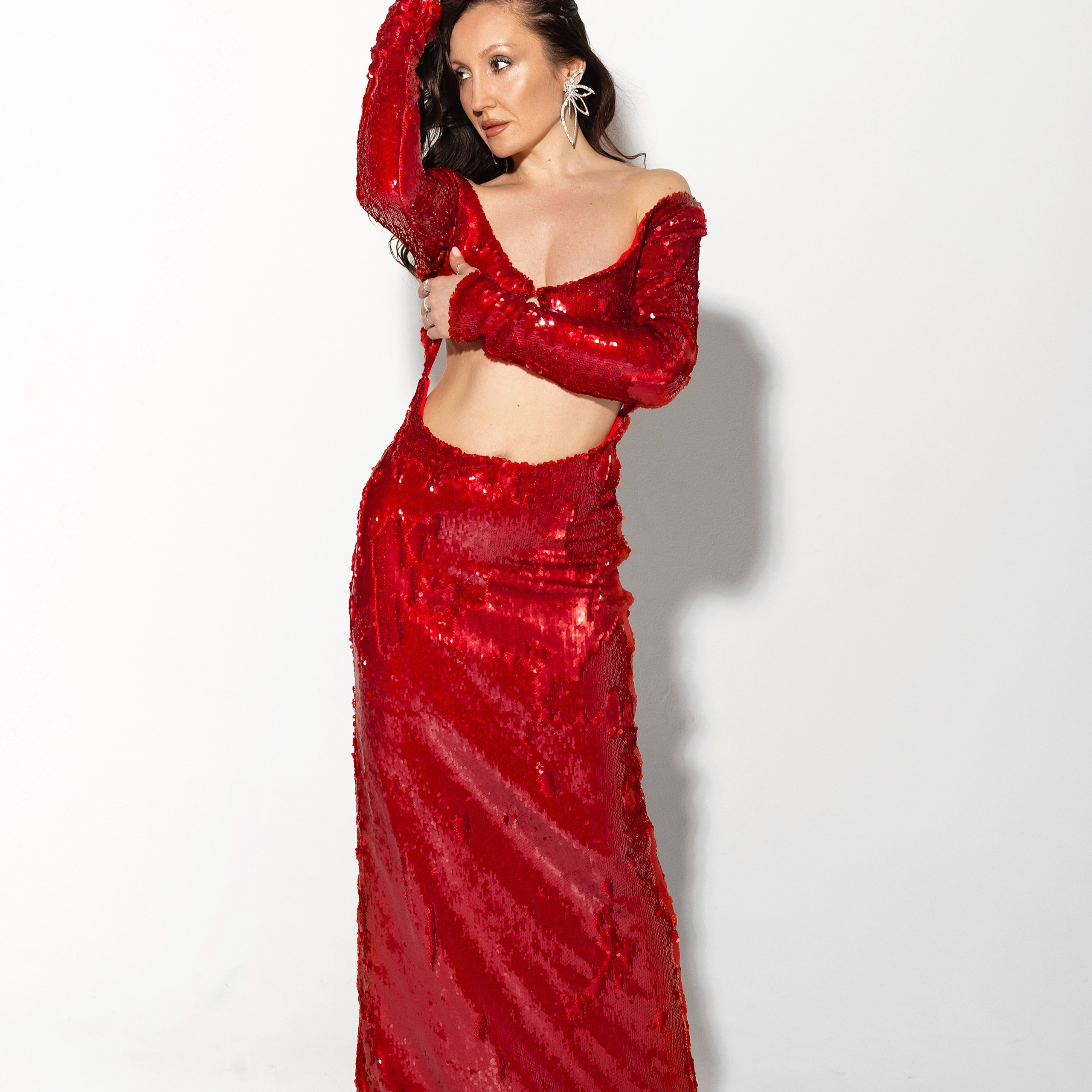 Платье в пайетках красное платье платье для фотосессии платье