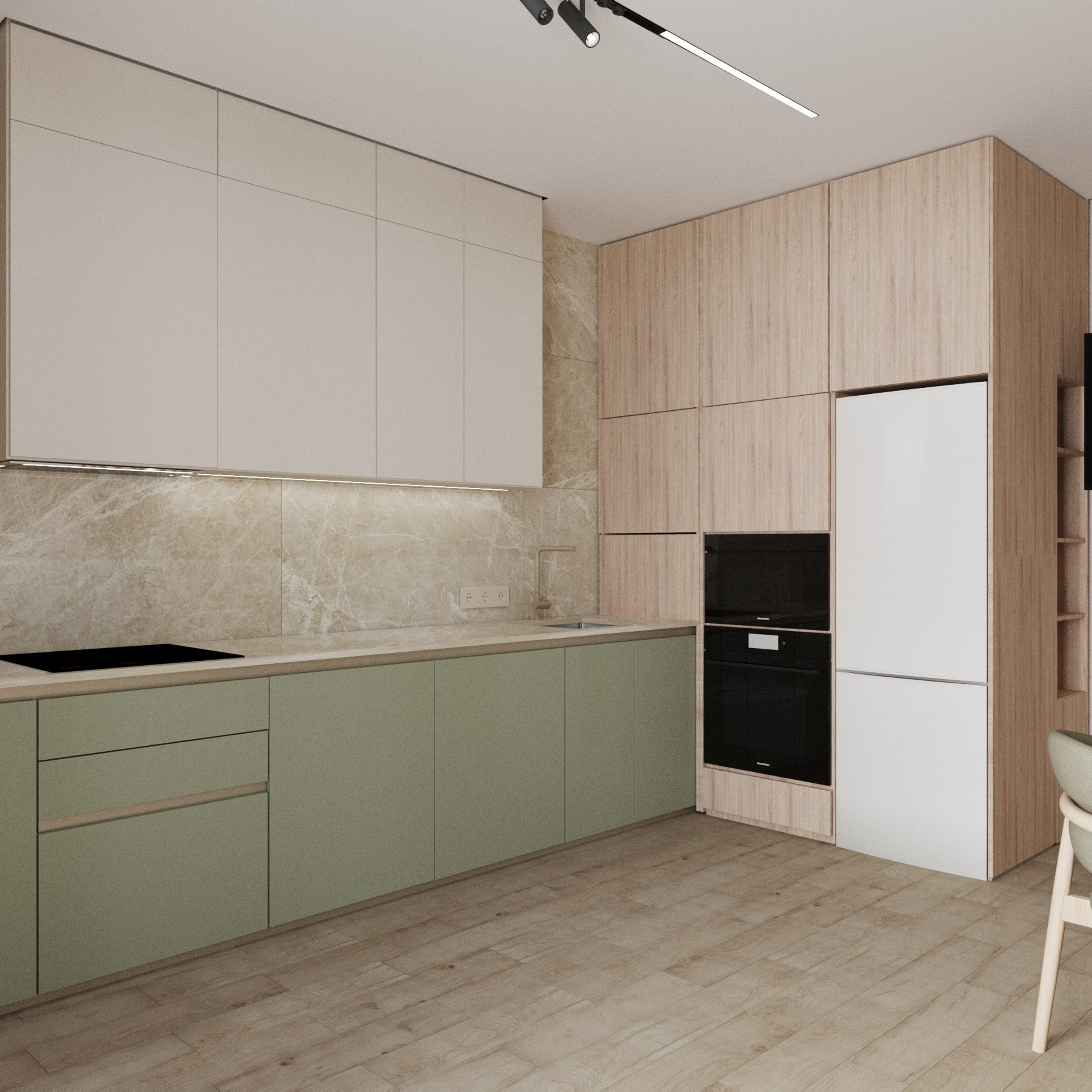 кухня-гостиная выполненная в стиле эклектика 