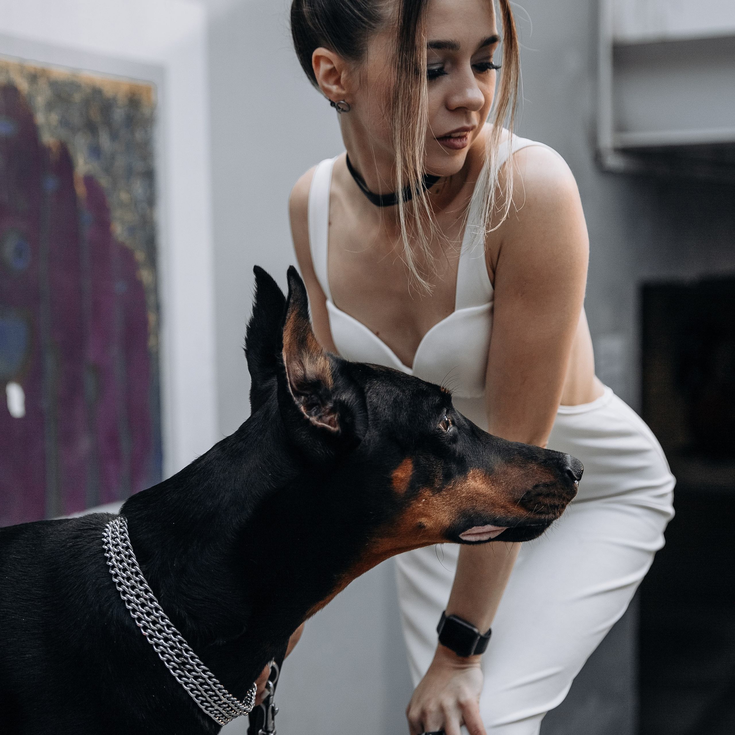 Ира и доберман