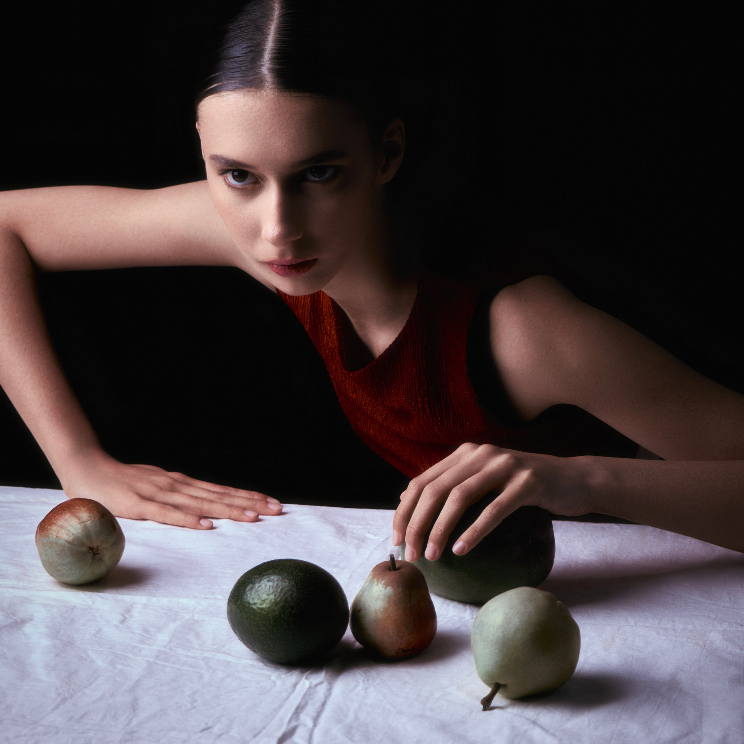 Girl with fruit