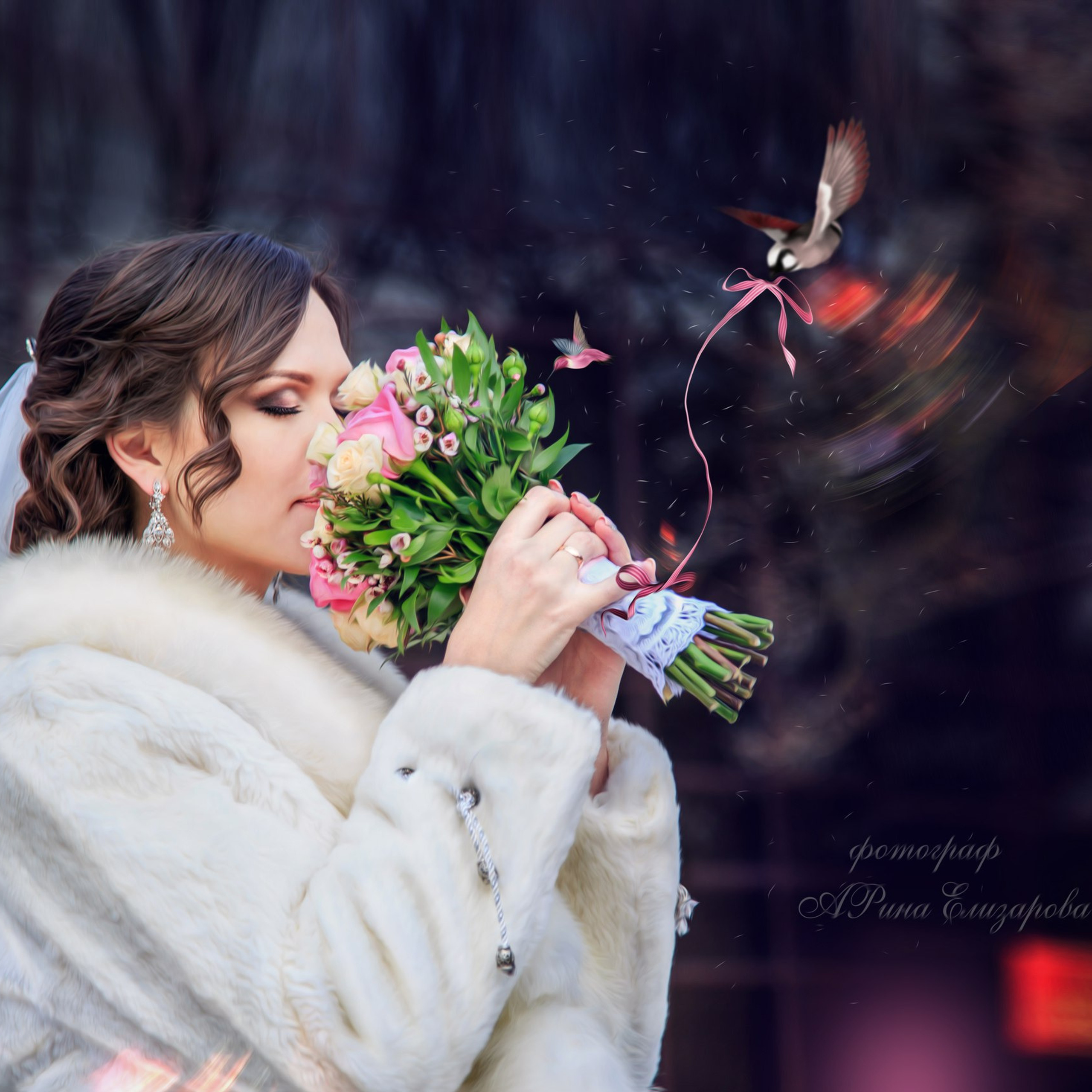 Арт обработка свадебной фотографии ретушер Елена Елизарова