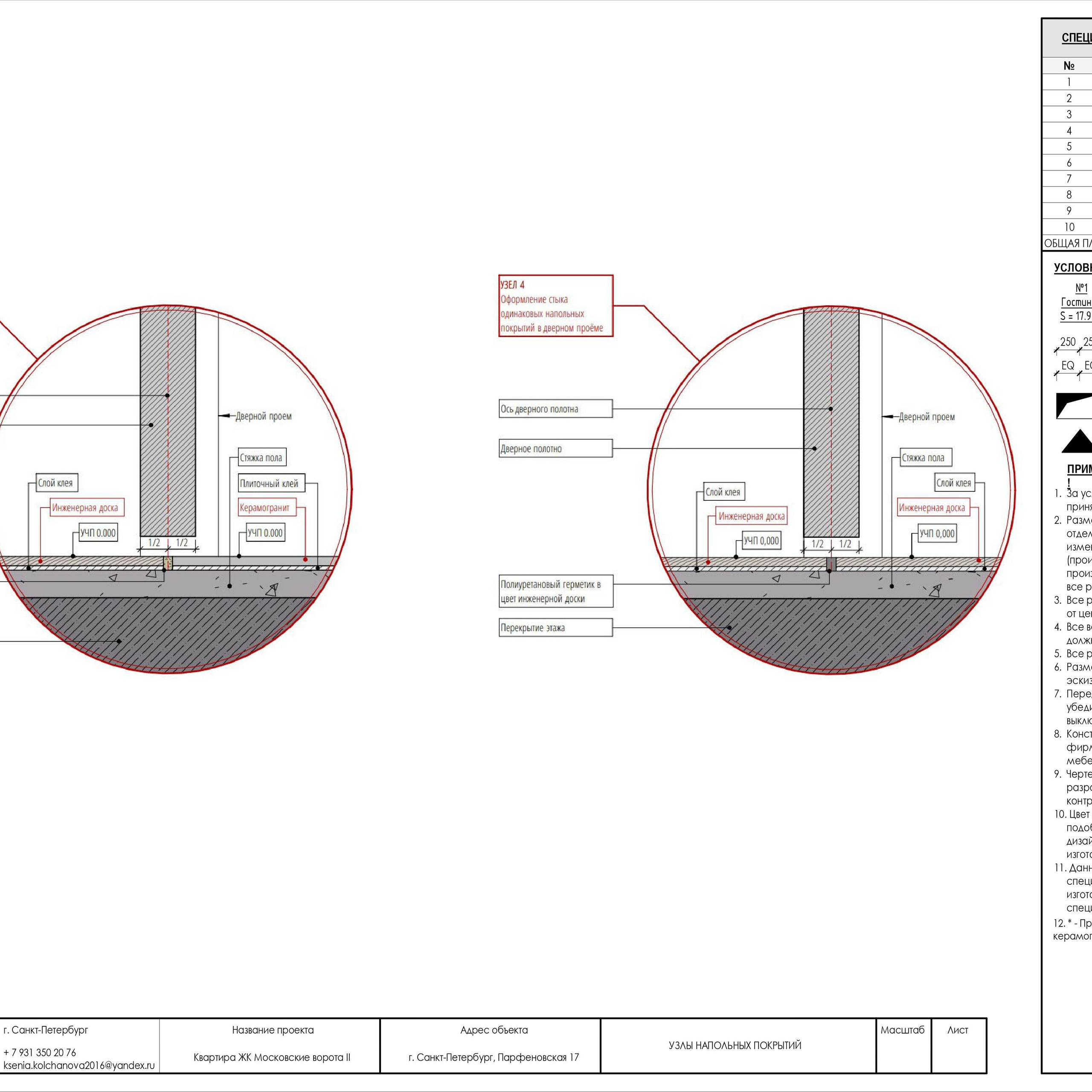 Пример рабочей документации. Дизайнер интерьера | kolchanova.dsgn