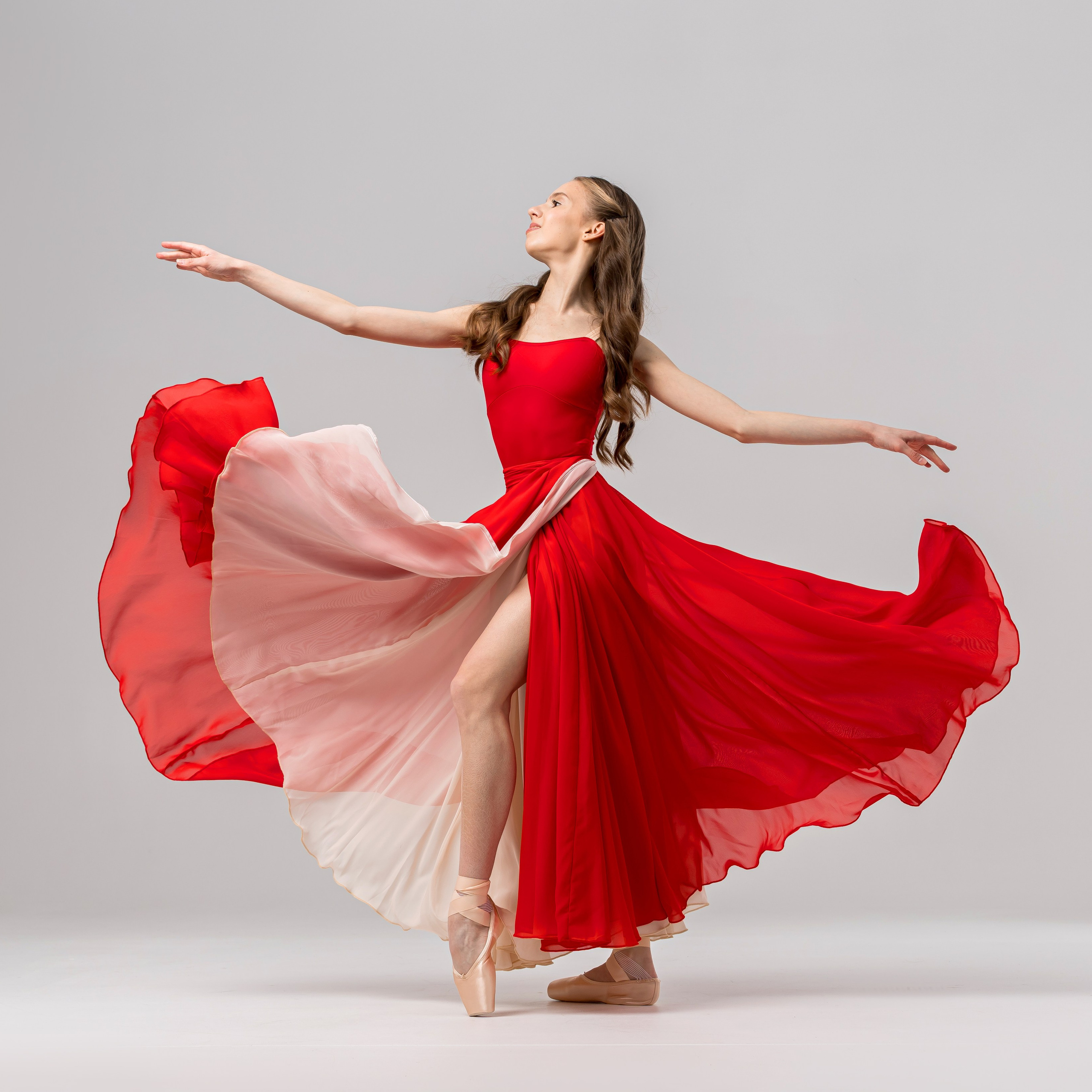 Красно-бежевая двухсторонняя юбка