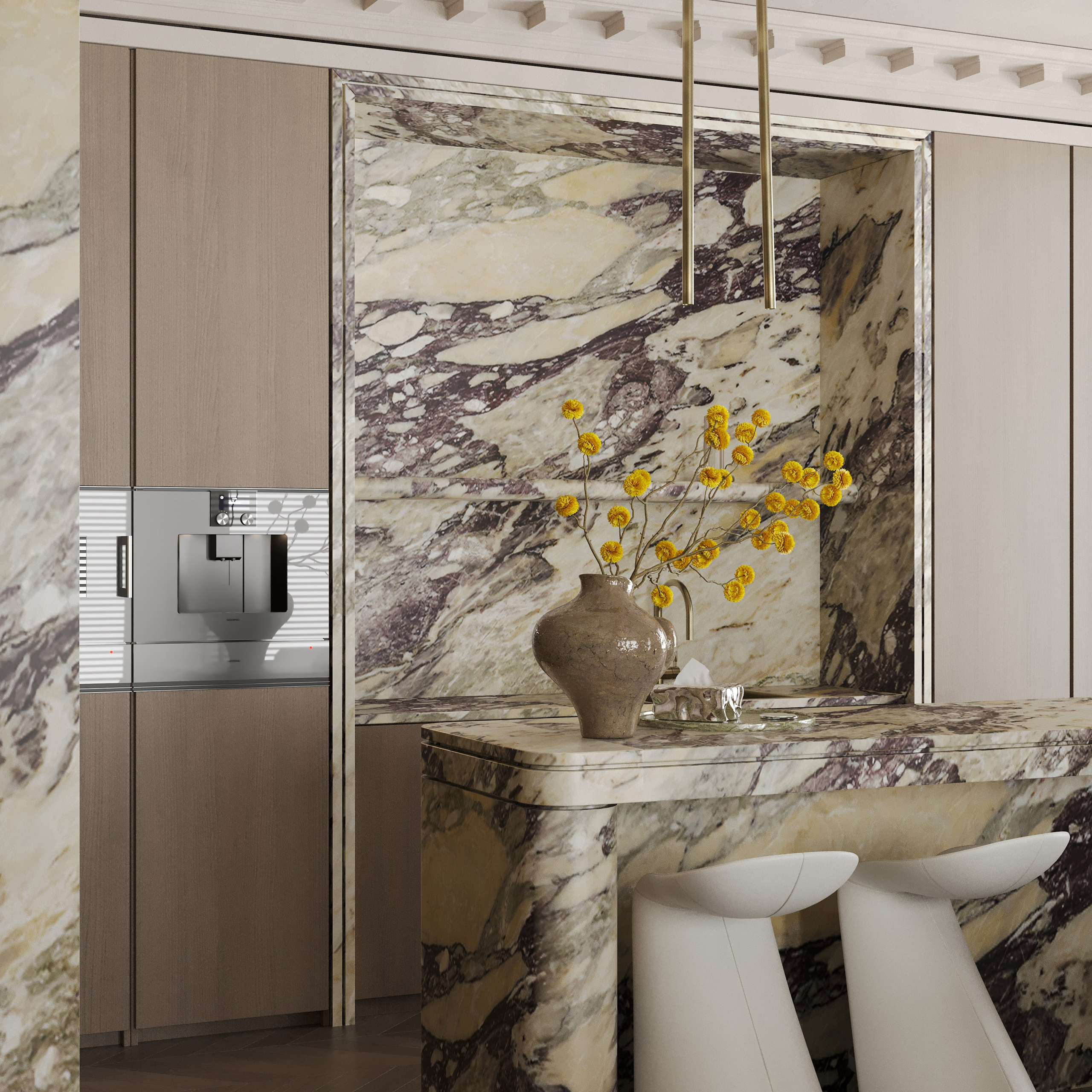 Сдержанная классика с элементами современности в квартире в Москве 135 m²